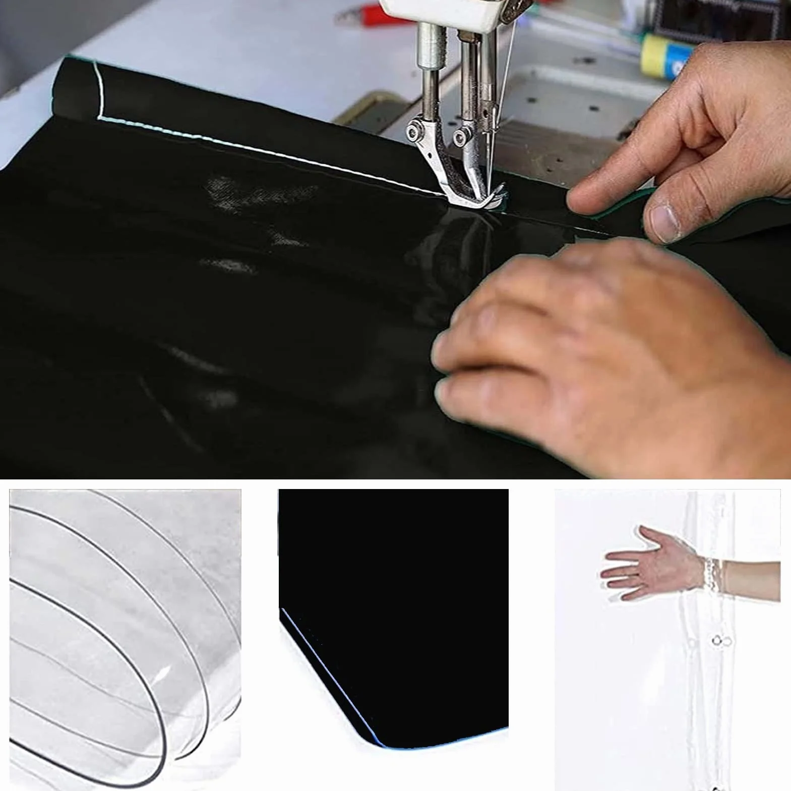 Wodoodporna Przezroczysta Plandeka PVC Zasłona Zewnętrzna z Zamkiem Błyskawicznym 0,5mm 2,5x3m Czarna