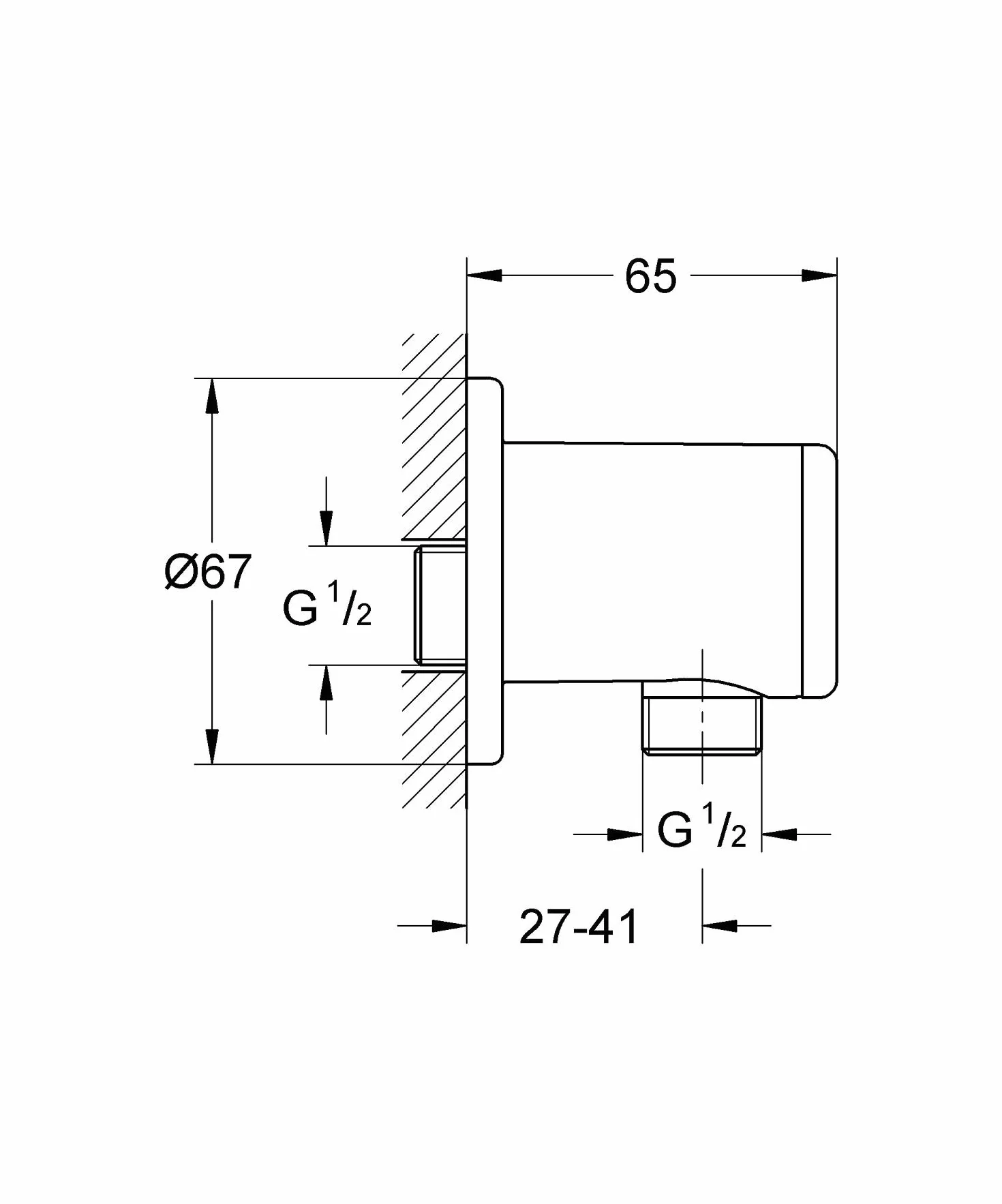 GROHE Relexa 28626000 łuk przyłączeniowy do ściany (gwint zewnętrzny, nasadka w kolorze matowego chromu, trwała), chrom, 28626000