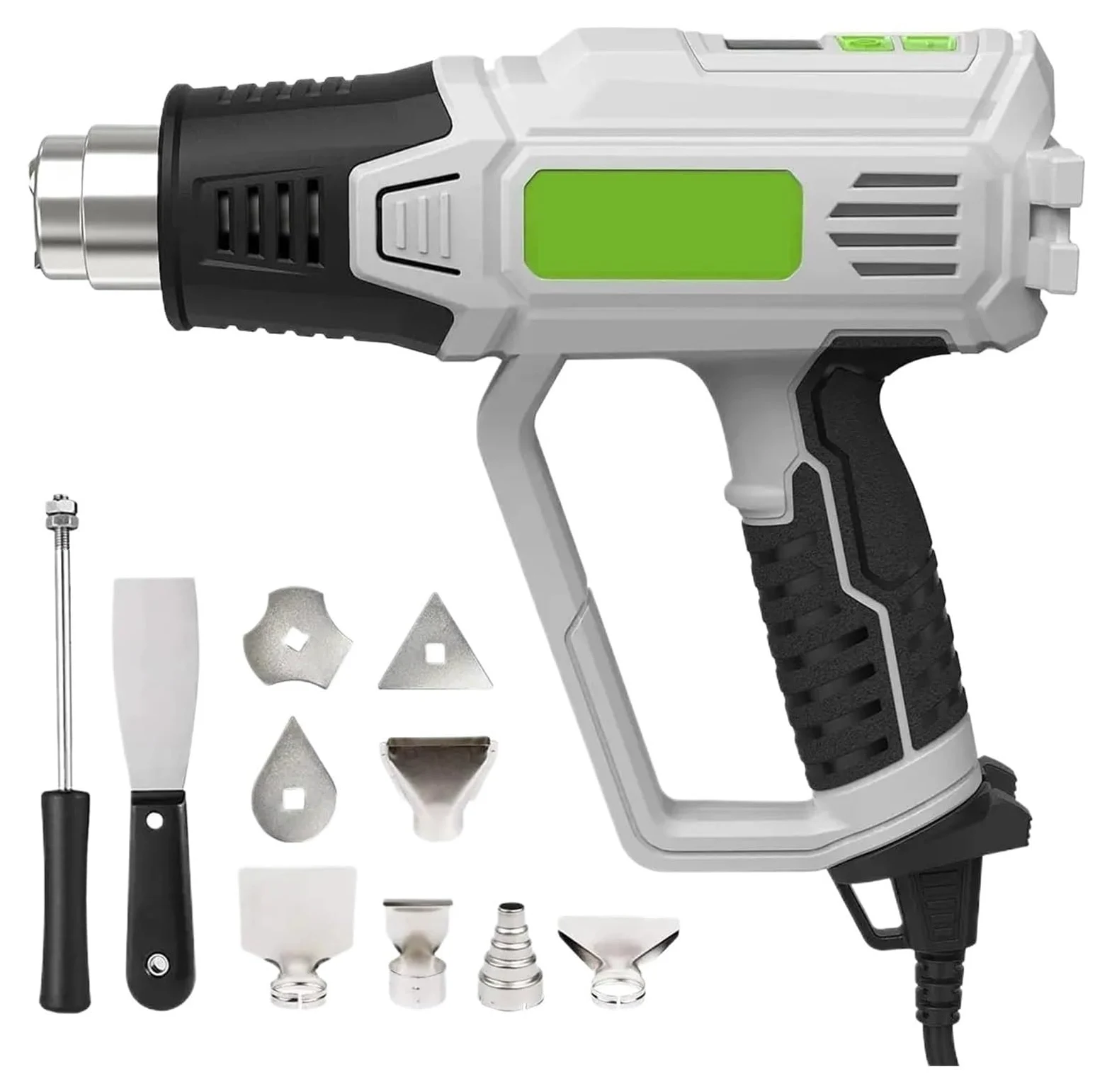 Pistolet Na Gorącą Wiatrówkę Z Wyświetlaczem LCD Regulowana Temperatura Opalarka Dmuchawa Termiczna Folia Termokurczliwa 5 Dyszami Wysoka Moc Suszenie Budowlane Silnik O Wysokiej WydajnośCi