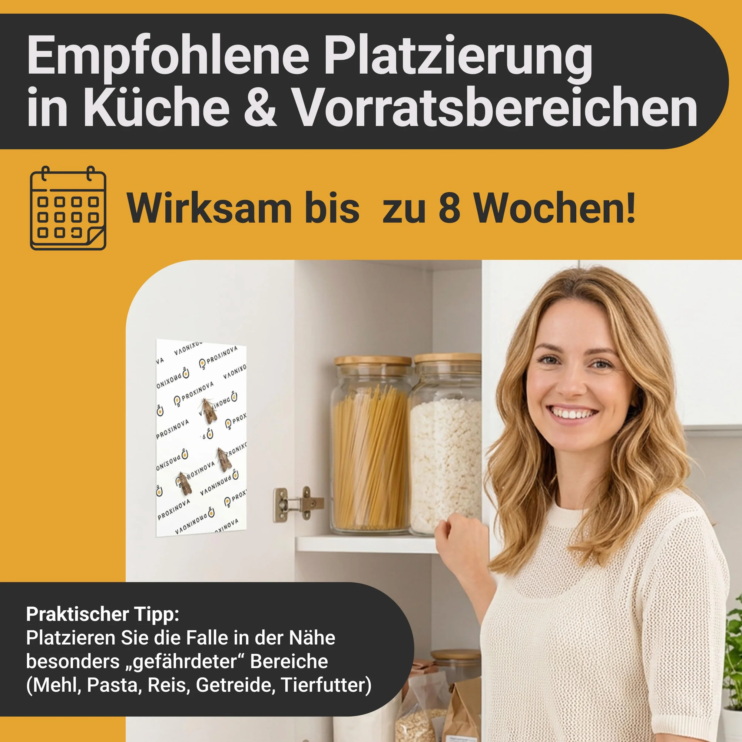 Pułapki na mole spożywcze – łapie mole i feromony owady pokarm dla dyskretnej kuchni, nietoksyczna do 3 miesięcy - Biocide Free - 12 kart - Made in Germany