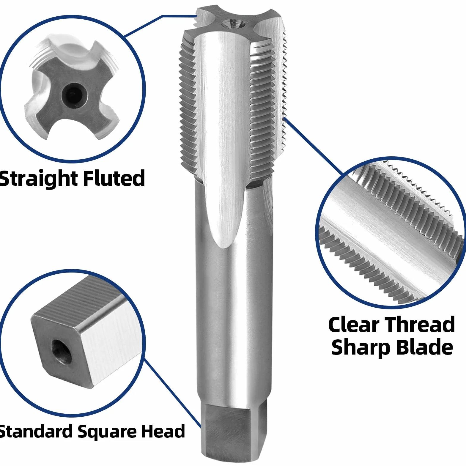 Burkit 3/4"-16 UNF Gwintownik praworęczny, HSS 3/4 x 16 UNF prosty karbowany kran maszynowy