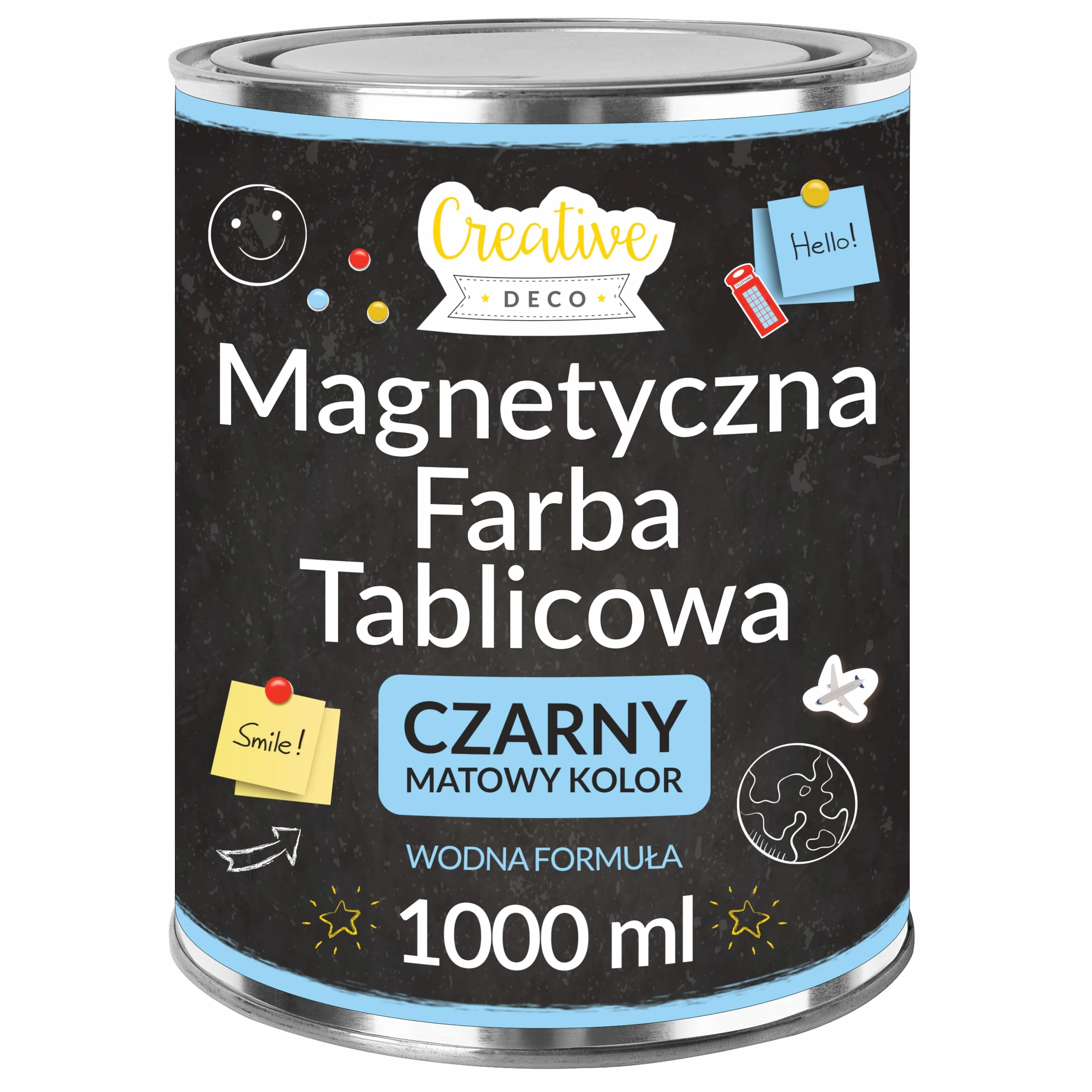 Creative Deco Farba Czarna Akrylowa | 1000 ml | Magnetyczna do celow artystycznych