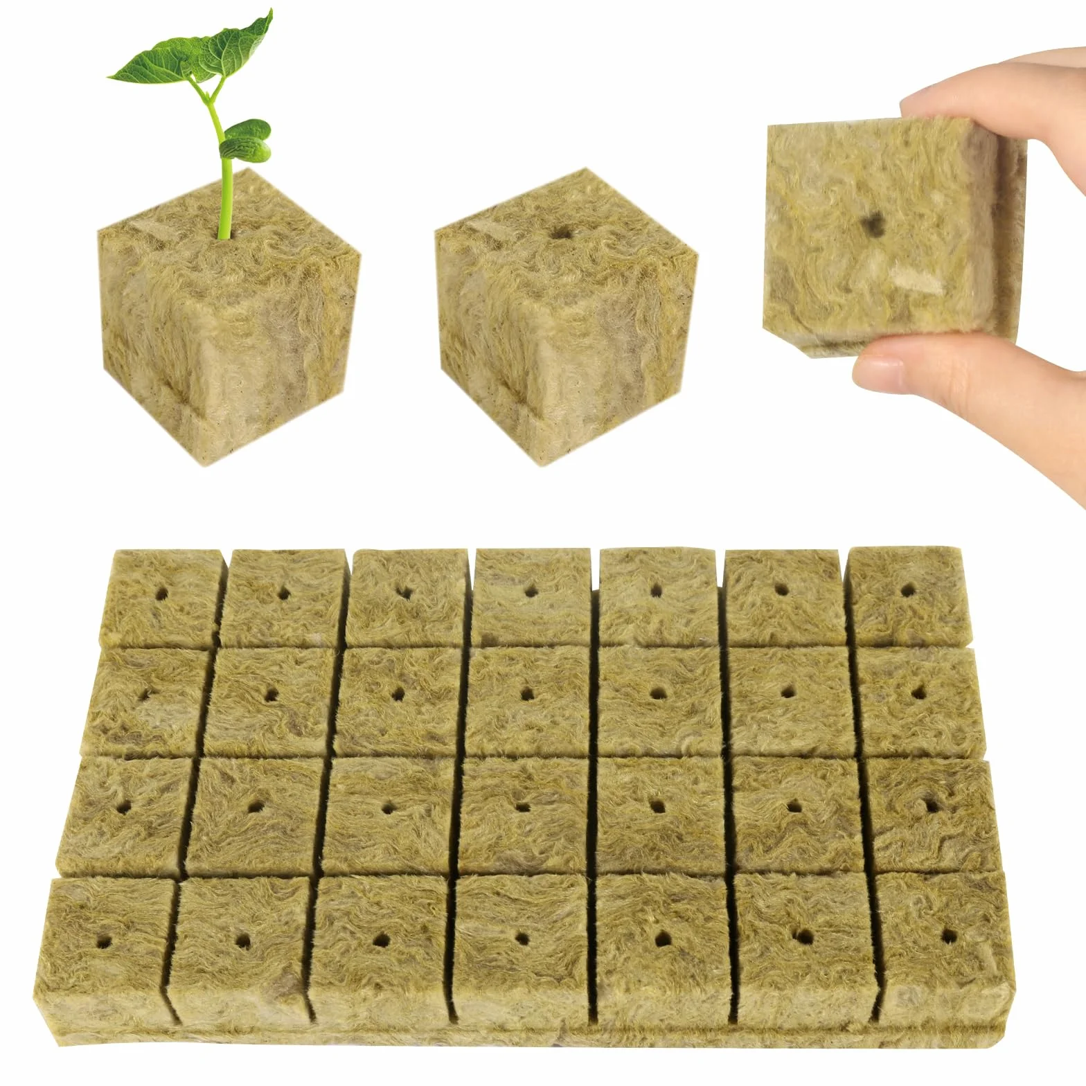28 sztuk kostki do uprawy wełny skalnej hydroponiczne kostki do uprawy Rockwool kostki do uprawy bezglebowe wiadro do uprawy wełny skalnej blok do sadzonek rozmnażanie roślin (4 x 4 x 4 cm)