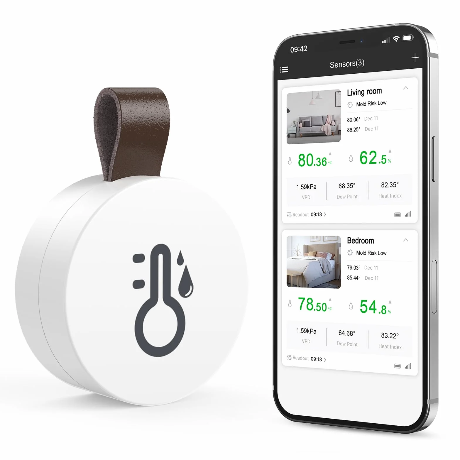 ORIA Termometr Bluetooth Higrometr Czujnik Temperatury Aplikacja iOS Android
