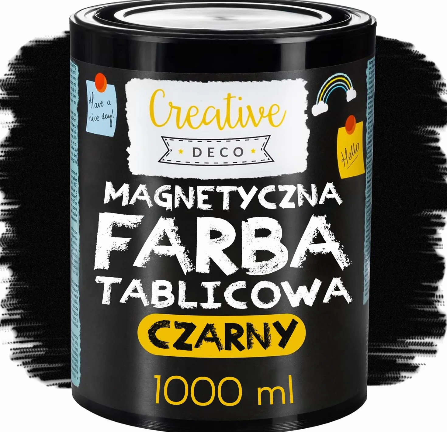 Creative Deco Farba Czarna Akrylowa | 1000 ml | Magnetyczna do celow artystycznych