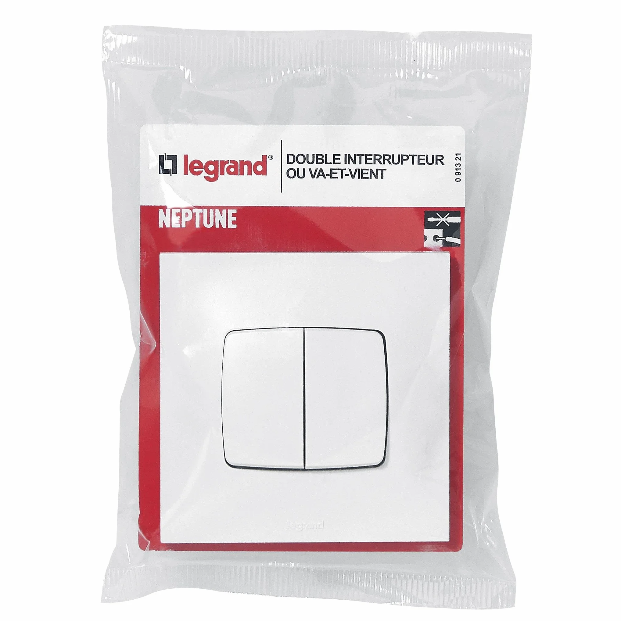 Legrand leg91321 Neptune podwójny przełącznik/przełącznik, 2300 W, 230 V, biały