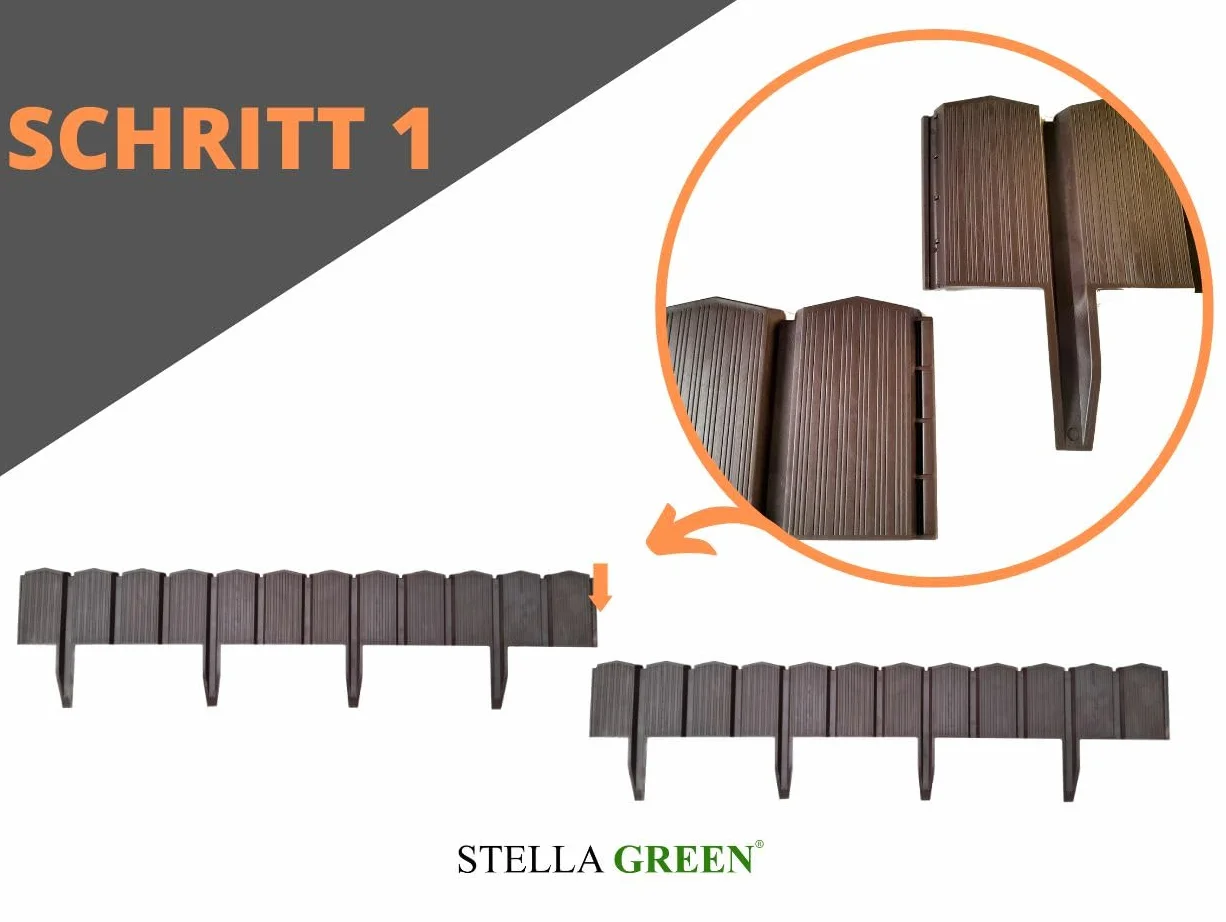 Stella Green Elastyczna Palisada Ogrodowa BOX 6,28 - Krawędź Trawnika - Ogrodzenie z Tworzywa Sztucznego Brąz