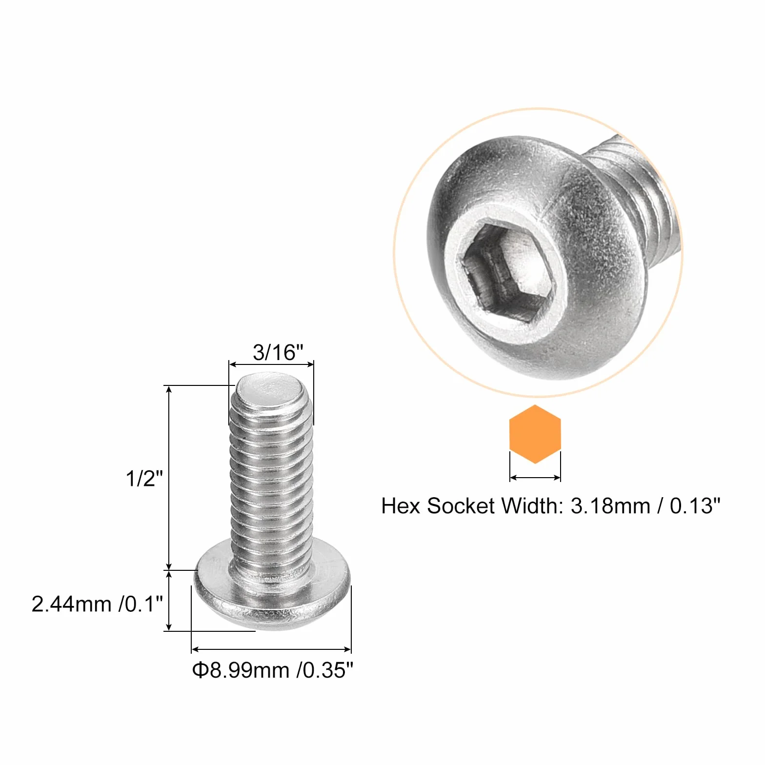 QUARKZMAN # 10-32 x 1/2" nakrętka z łbem przełącznikowym 20 szt. 304 stal szlachetna zamknięcia sześciokątne śruby śruby pełny gwint sześciokątny śruby napędowe śruby