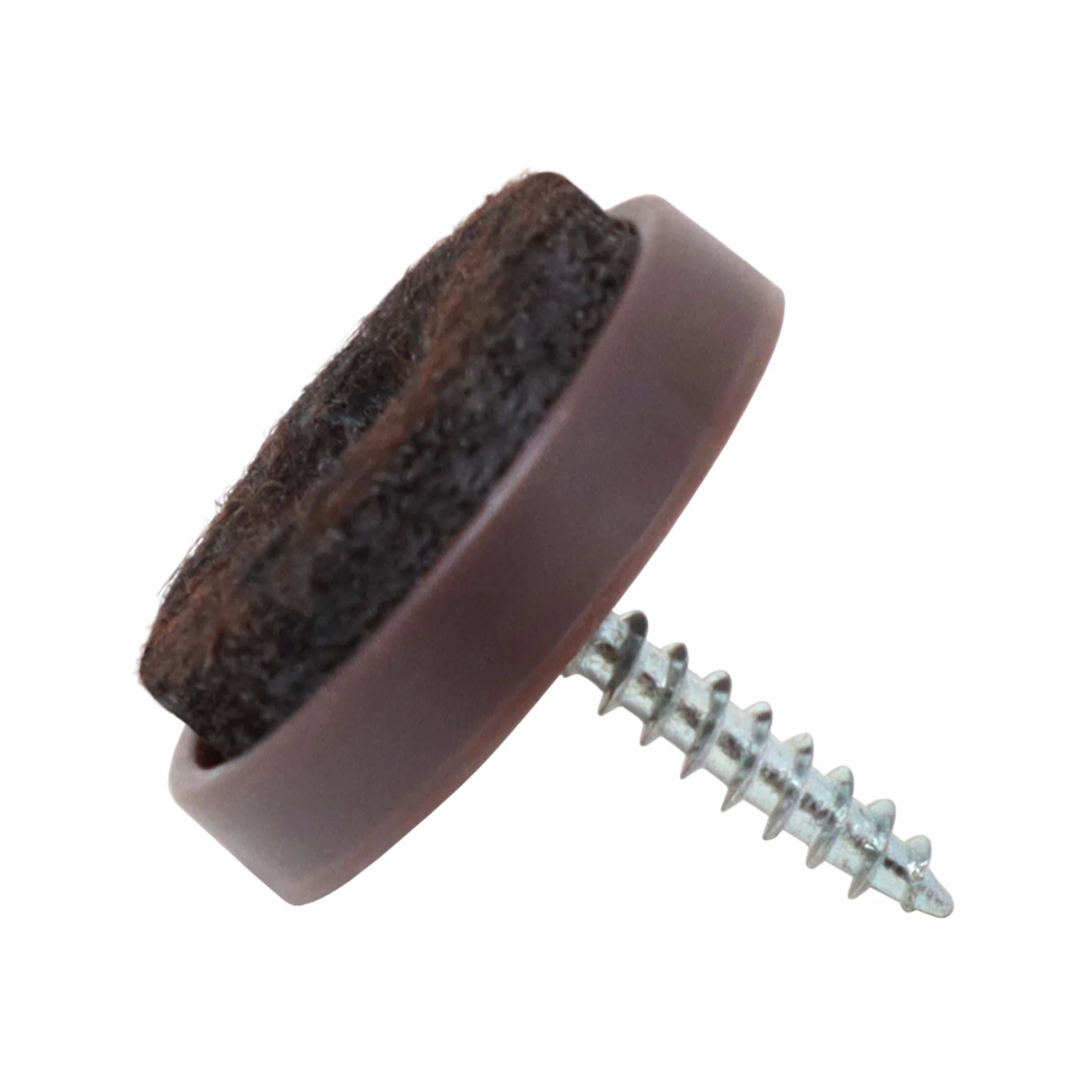 Adsamm® / 32 x podkładki filcowe ze śrubą/brązowy/Ø 24 mm/okrągły/ślizgacze do mebli do wkręcania w jakości premium