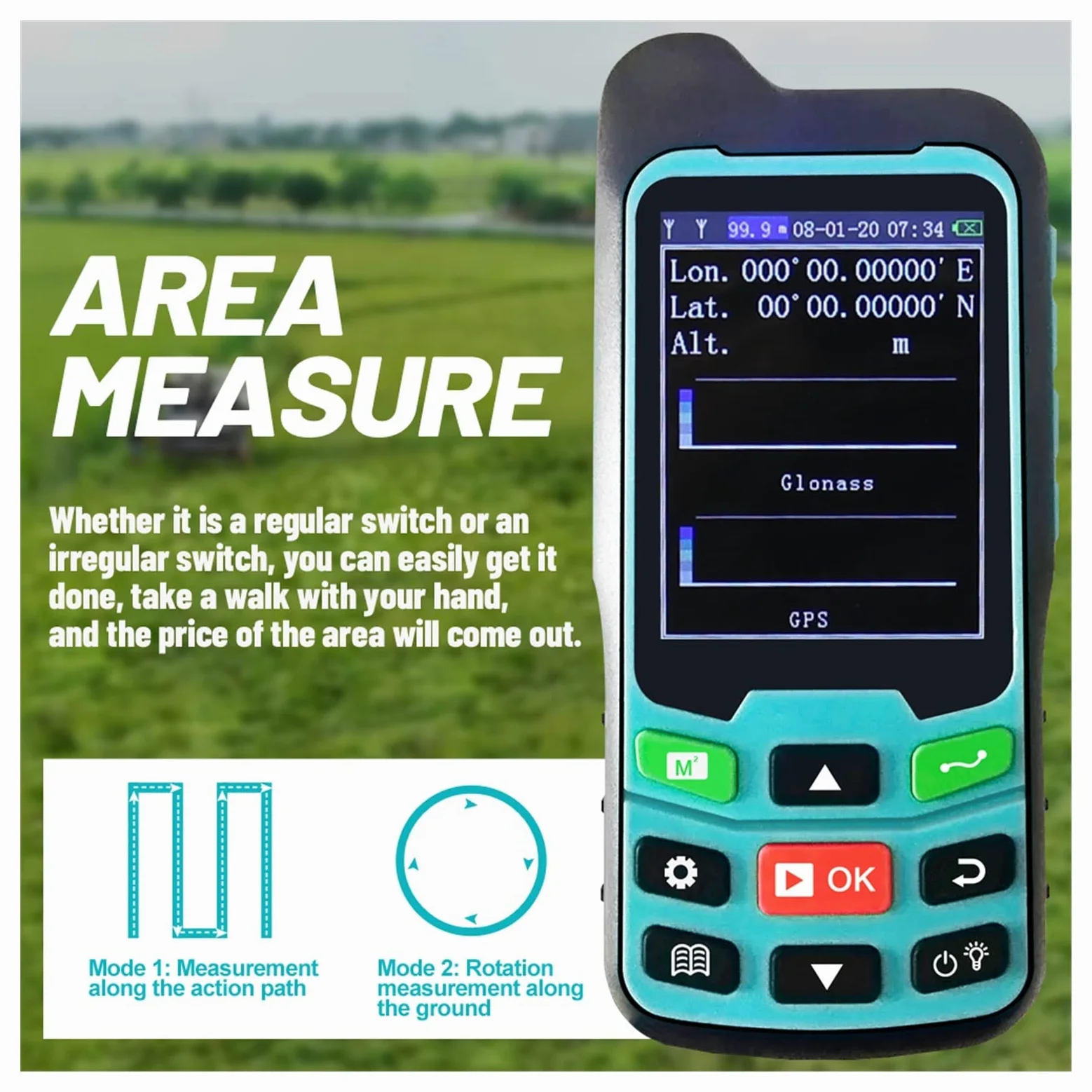 Mierniki odległości, GPS/pług miernik gruntu MC8042 ręczny miernik obszaru GPS Tester przyrząd do pomiaru gruntów pług nawigacja miernik powierzchni terenu(8066A)