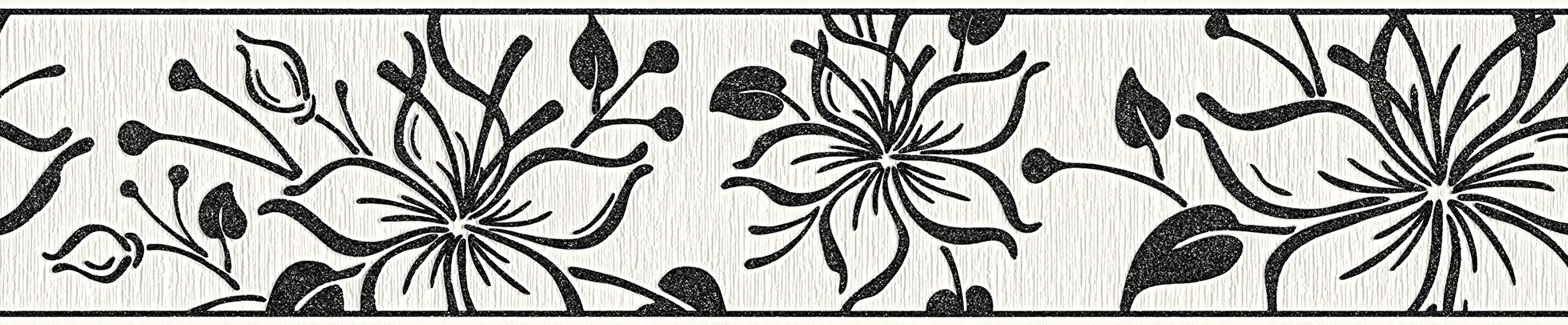 awallo samoprzylepna bordiura floral młoda 5,00 m x 0,13 m metalik czarny biały Made in Germany 346629 3466-29