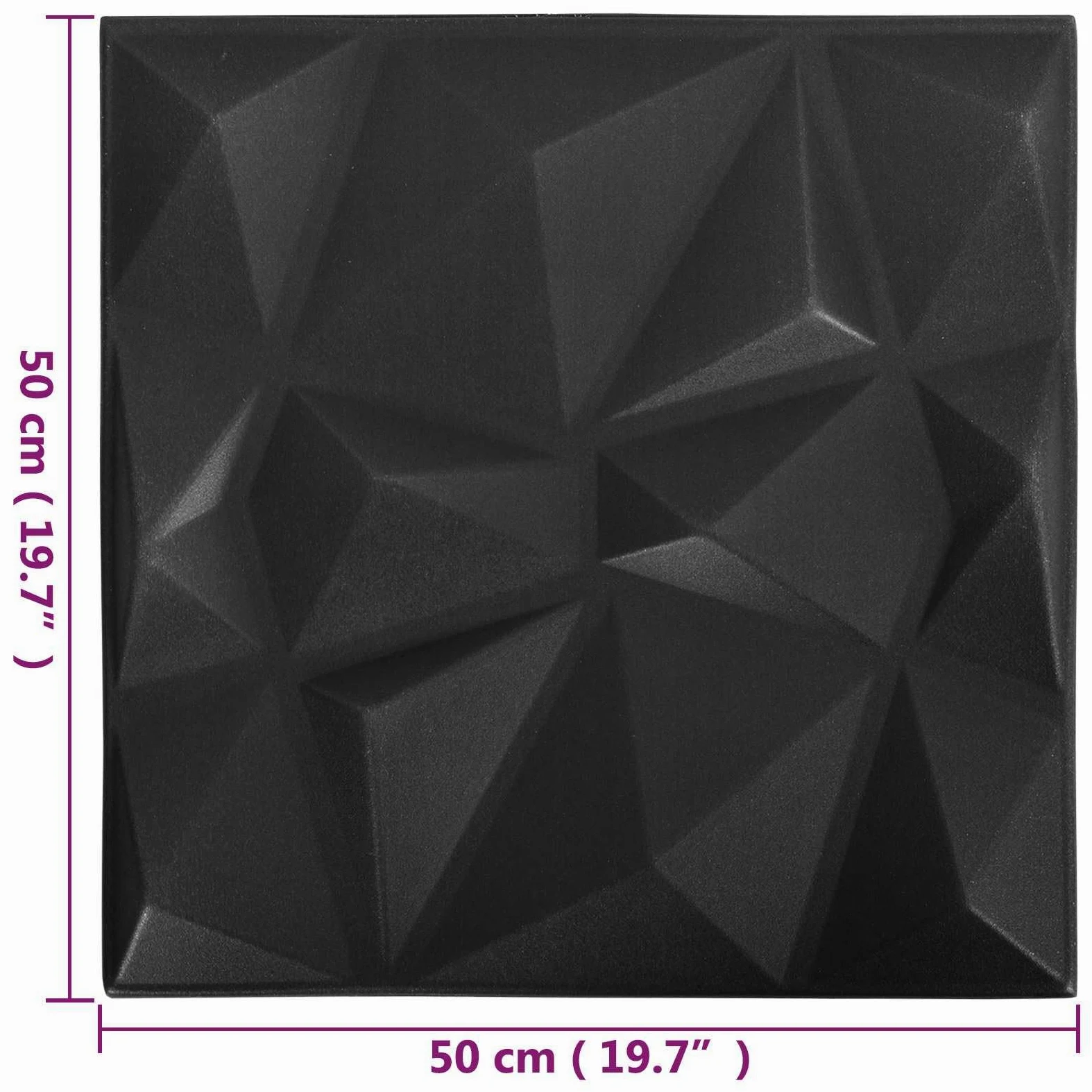 Panele ścienne diamentowe czarne, 24 sztuki, 50 x 50 cm, pianka XPS, struktura 3D, do okładzin ściennych, ścian wewnętrznych, sufitu, salonu, korytarza, renowacji, renowacji