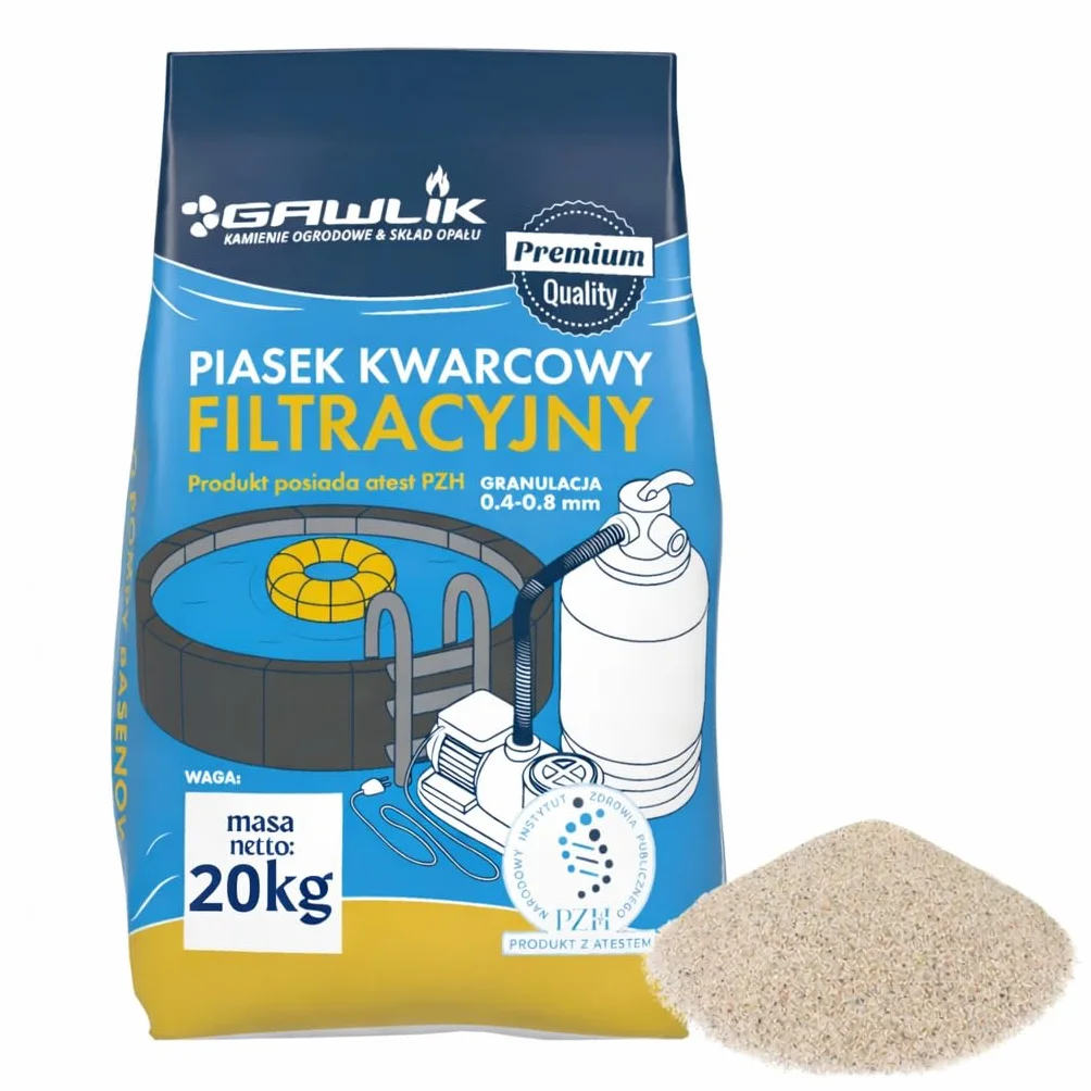 Piasek filtracyjny kwarcowy do pompy basenowej 0,4-0,8mm 20 kg