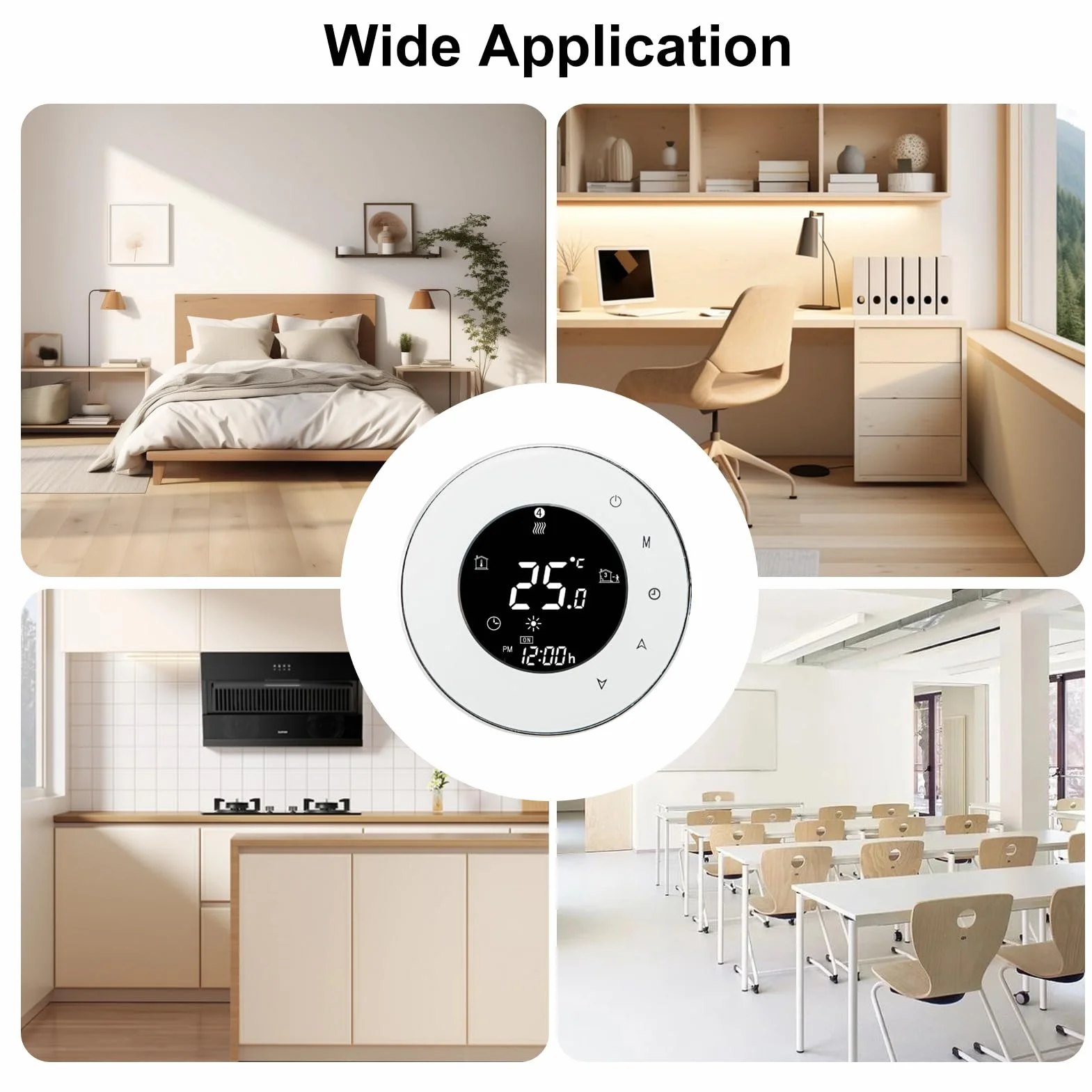 Luocute Inteligentny Termostat Wi-Fi, Programowalny Sterownik Ogrzewania Bojlera z aplikacją Touch Control Zdalny Zakres 5-35°C, dokładność 0,5°C, do Domowego Systemu Ogrzewania z (WHITE)