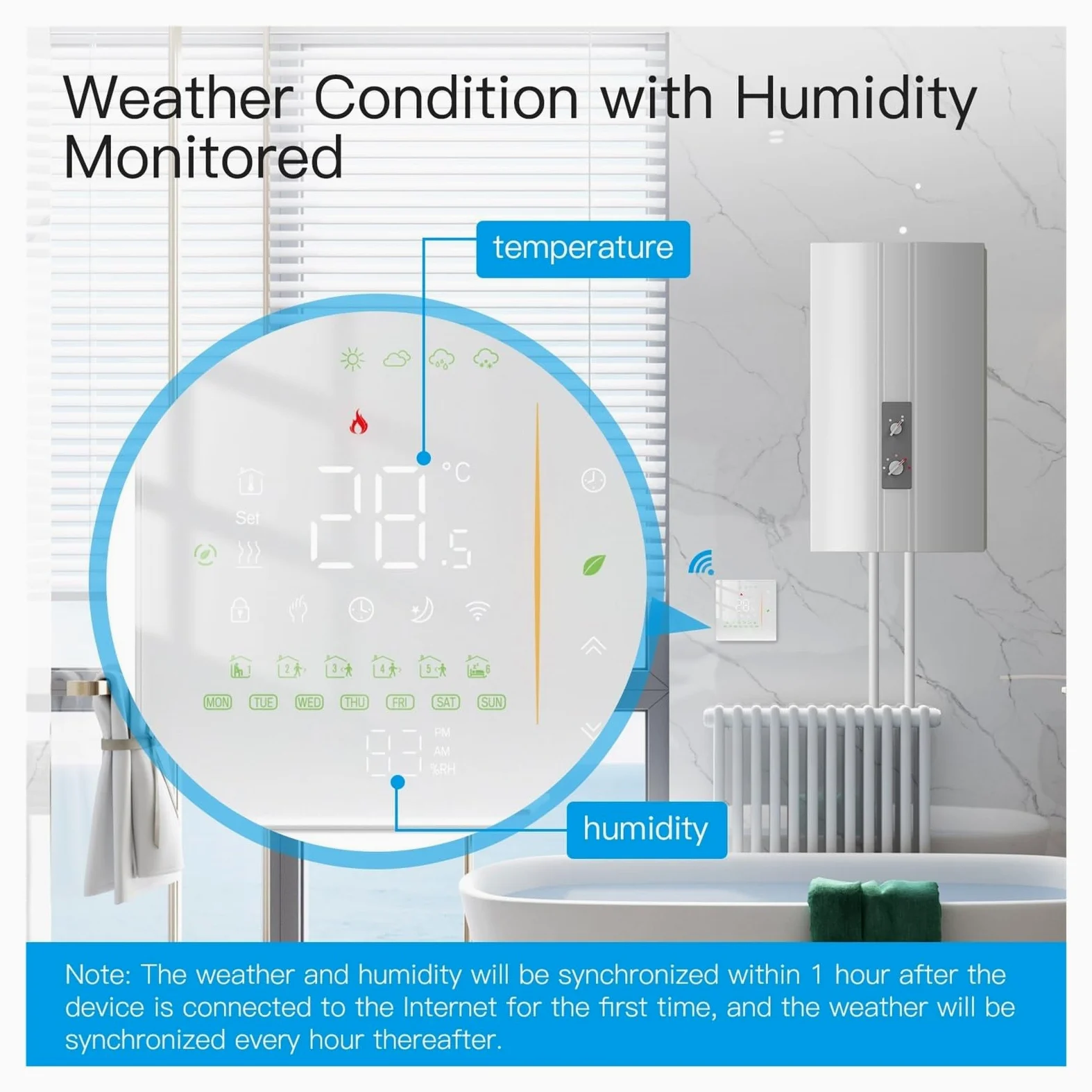 Termostat WiFi Bezprzewodowy regulator temperatury w pomieszczeniu wody/elektrycznego ogrzewania podłogowego Kocioł gazowy Wilgotność APP Praca OszczęDza Energię I Koszty Ogrzewania(WHT-006-GA-WH-MS)