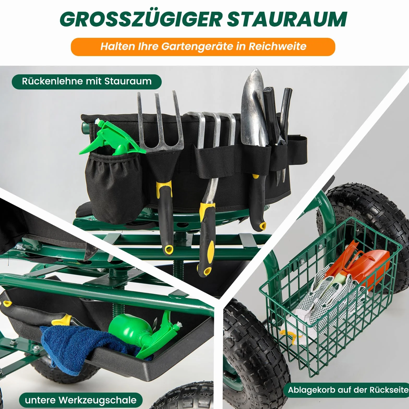 COSTWAY Siedzisko obracane 360° z regulacją wysokości, mobilne stołek ogrodowy do 150 kg