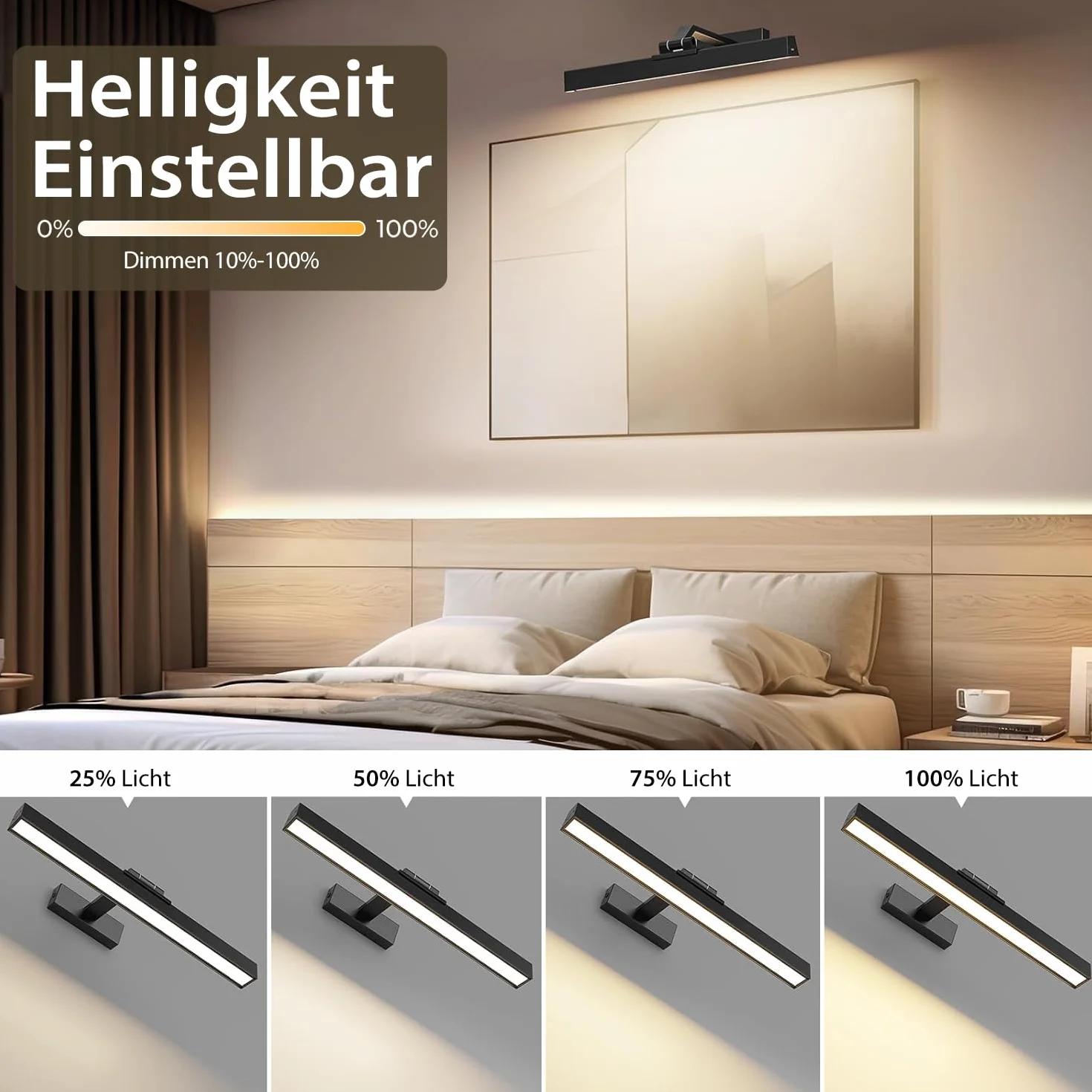 AIBOO LED Lampa do obrazów z akumulatorem, zestaw 2 sztuki, 40 CM, bezprzewodowa oświetlenie obrazów z pilotem zdalnego sterowania, możliwość regulacji jasności, magnetyczna, do wnętrz, bez