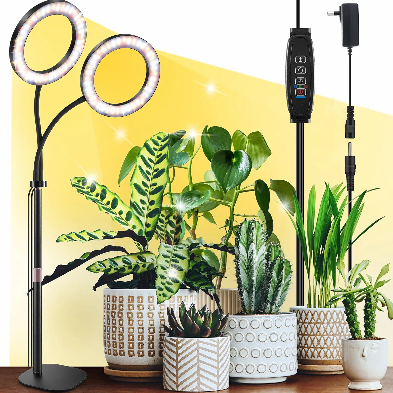 Lampa LED Do Roślin COKOLILA 168 LED Pełne Spektrum 12V 2A 2 Głowice Regulowane 360° Timer Automatyczny