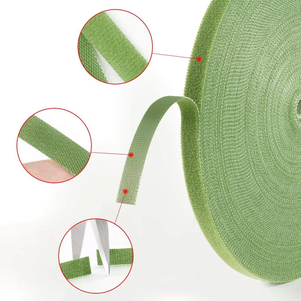 Taśma klejąca do roślin z rzepem 25 m zielona 10 mm dwustronna samoprzylepna