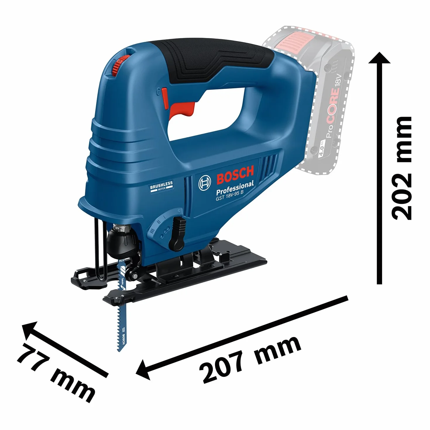 Bosch Professional 18 V firmy Bosch: wyrzynarka akumulatorowa GST 18V-95 B