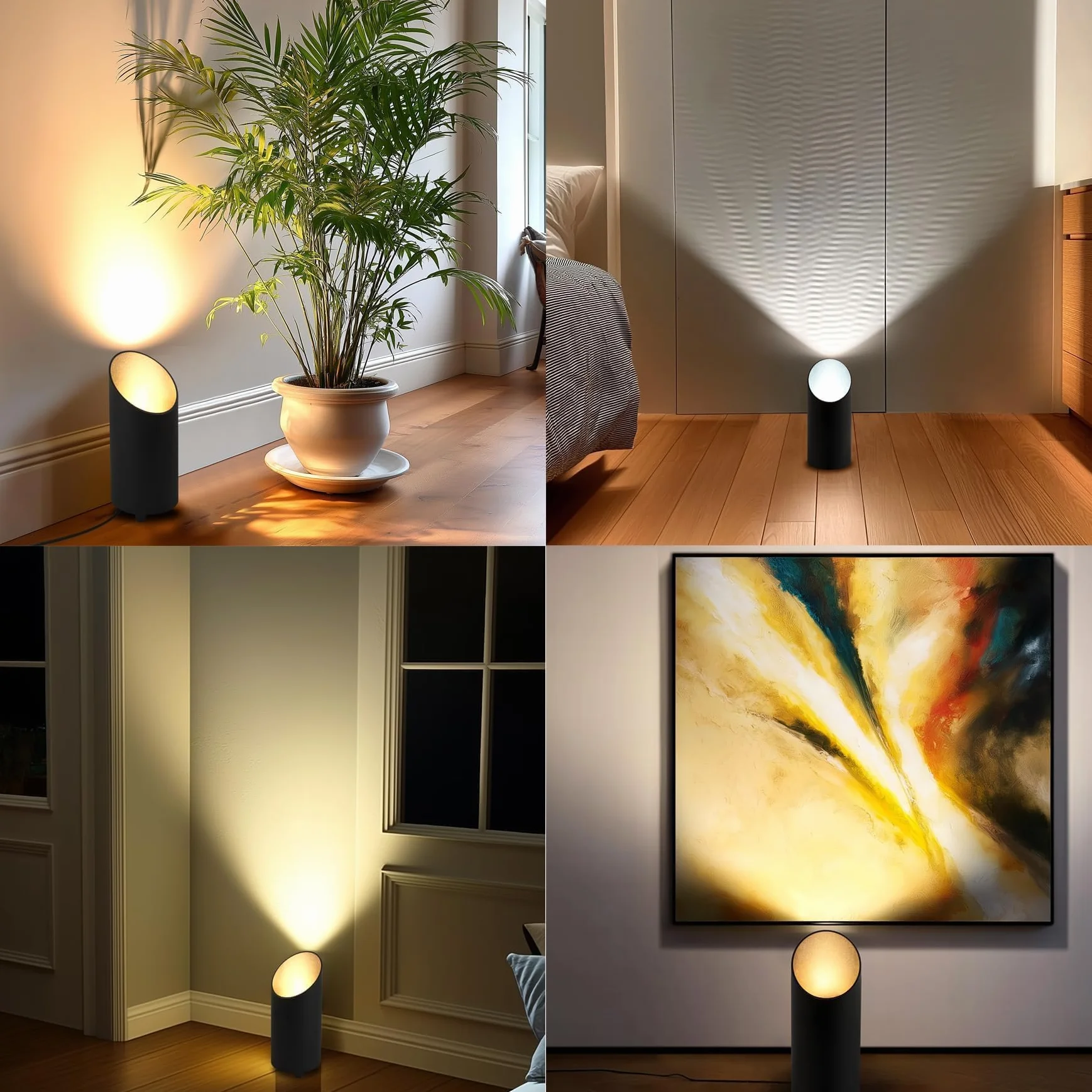 Uplight lampa podłogowa LED, czarna, z przełącznikiem nożnym, oświetlenie pośrednie, do salonu, 3 temperatury barwowe, lampa LED GU10, 6 W, 700 lm