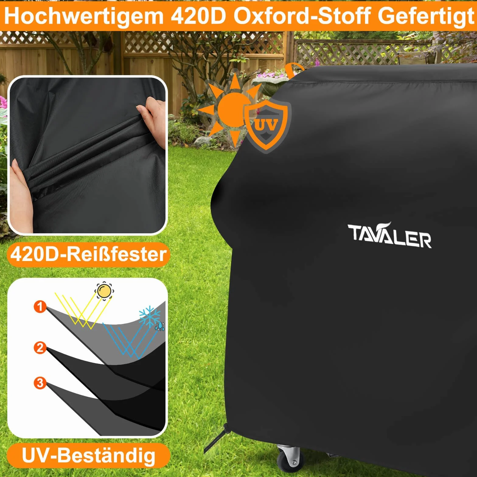 Pokrowiec na grilla Tavaler 140x65x120 cm Oxford 420D ochronny do Weber Enders Char Broil