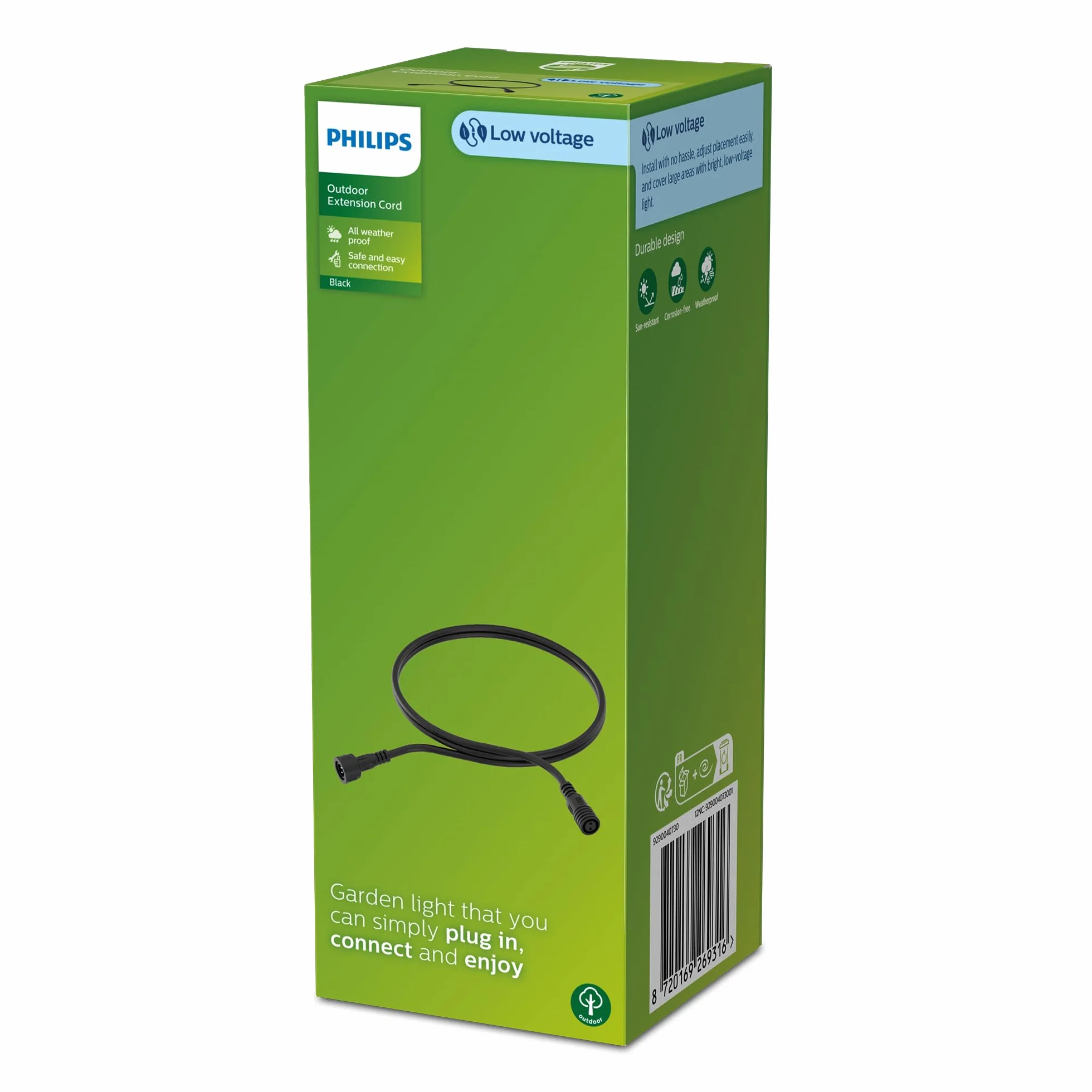 Philips Kabel Niskonapięciowy Gardenlink do Użytku Zewnętrznego o Długości 2 m, 24 V, Czarny, Wodoodporność Ip67