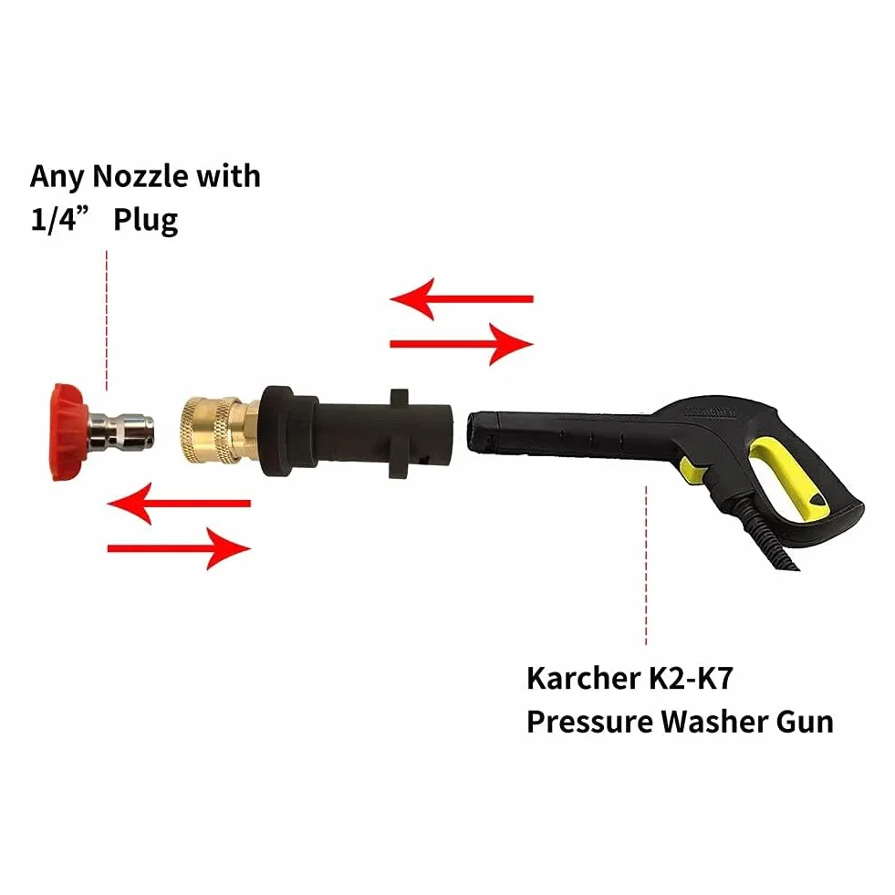 Końcówka Dyszy 1/4'' do Karcher K2 K3 K4 K5 K6 K7 Czyszczenie Ciśnieniowe Mosiężny Adapter
