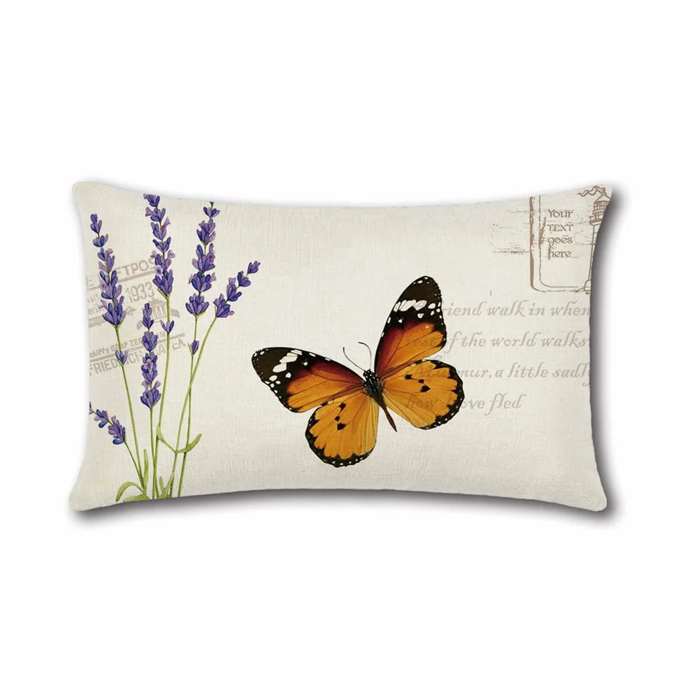 Artscope Zestaw 4 poszewek na poduszki wodoszczelna wzór owadów i roślin 30 x 50 cm