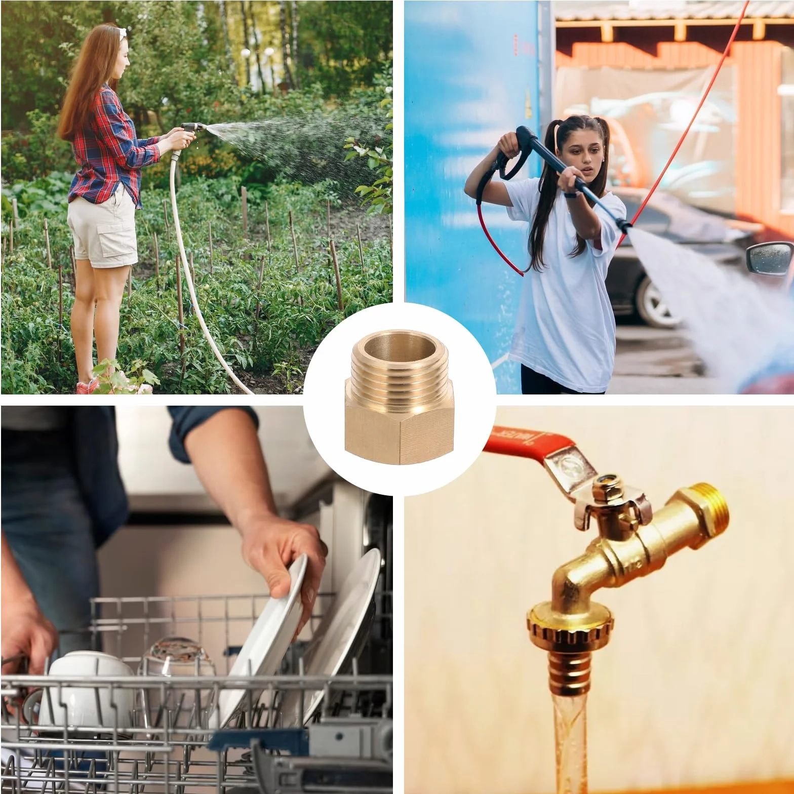 Redukcja 1/2 do 3/8 mosiężny reduktor z gumową uszczelką gwint wewnętrzny 1/2" na zewnętrzny 3/8" adapter do rur wodnych