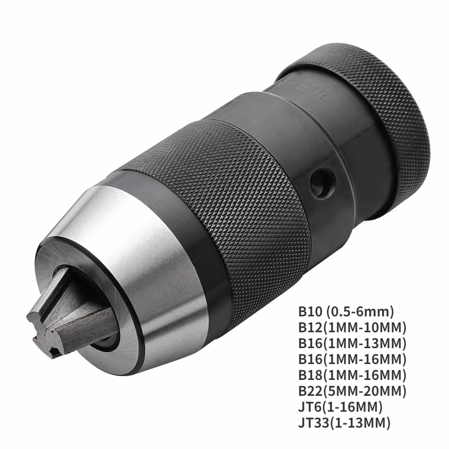 Uchwyt wiertarski Keyless samozaciskowy B12 B16 B18 B22 JT6 tokarka stożek Morse'a elektryczny trzpień tulejowy przewijania wiertarka CNC do obróbki drewna(JT6(1-16MM))