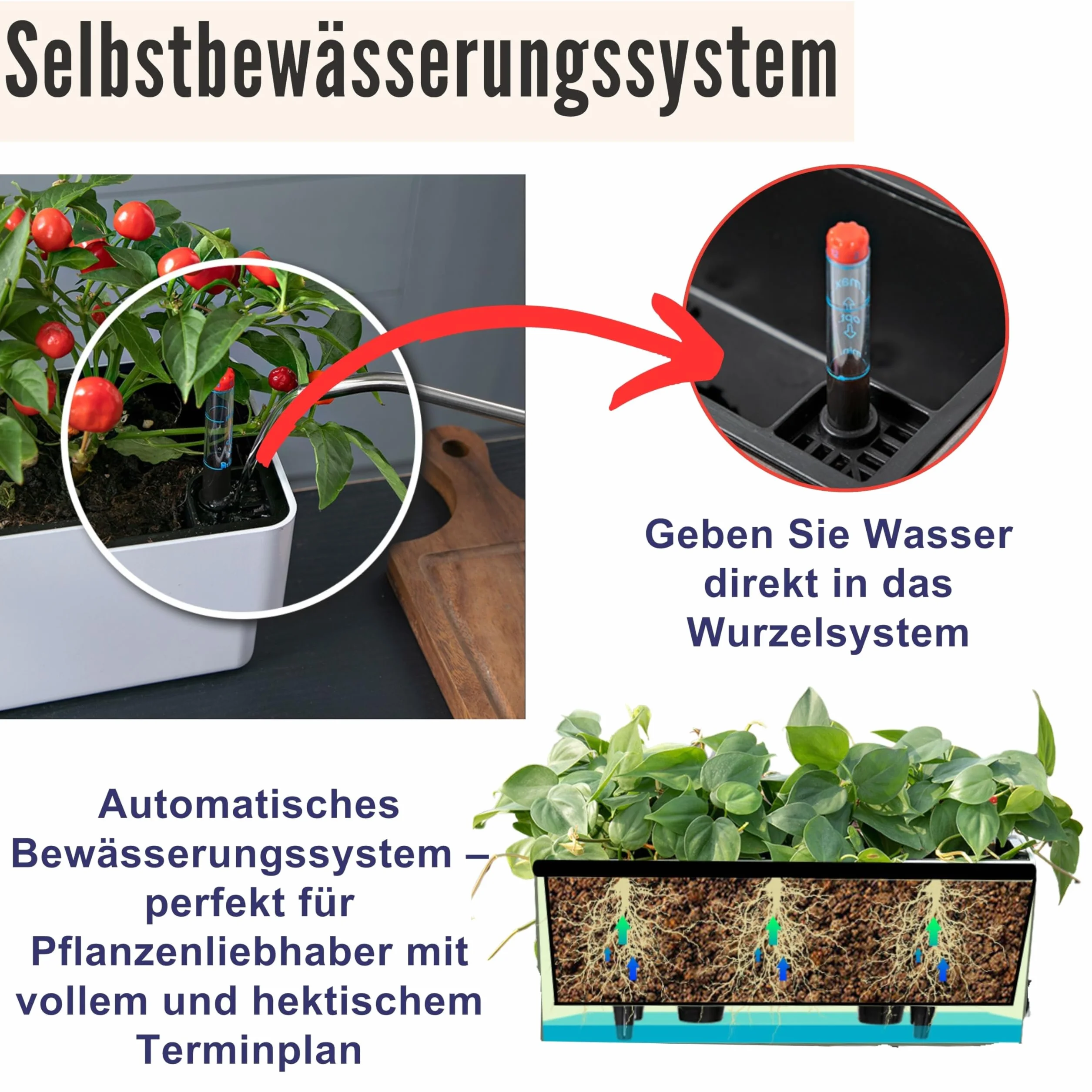 LáLáGreen Skrzynka na rośliny domowe samonawadniająca 40 cm czarna prostokątna 2 sztuki