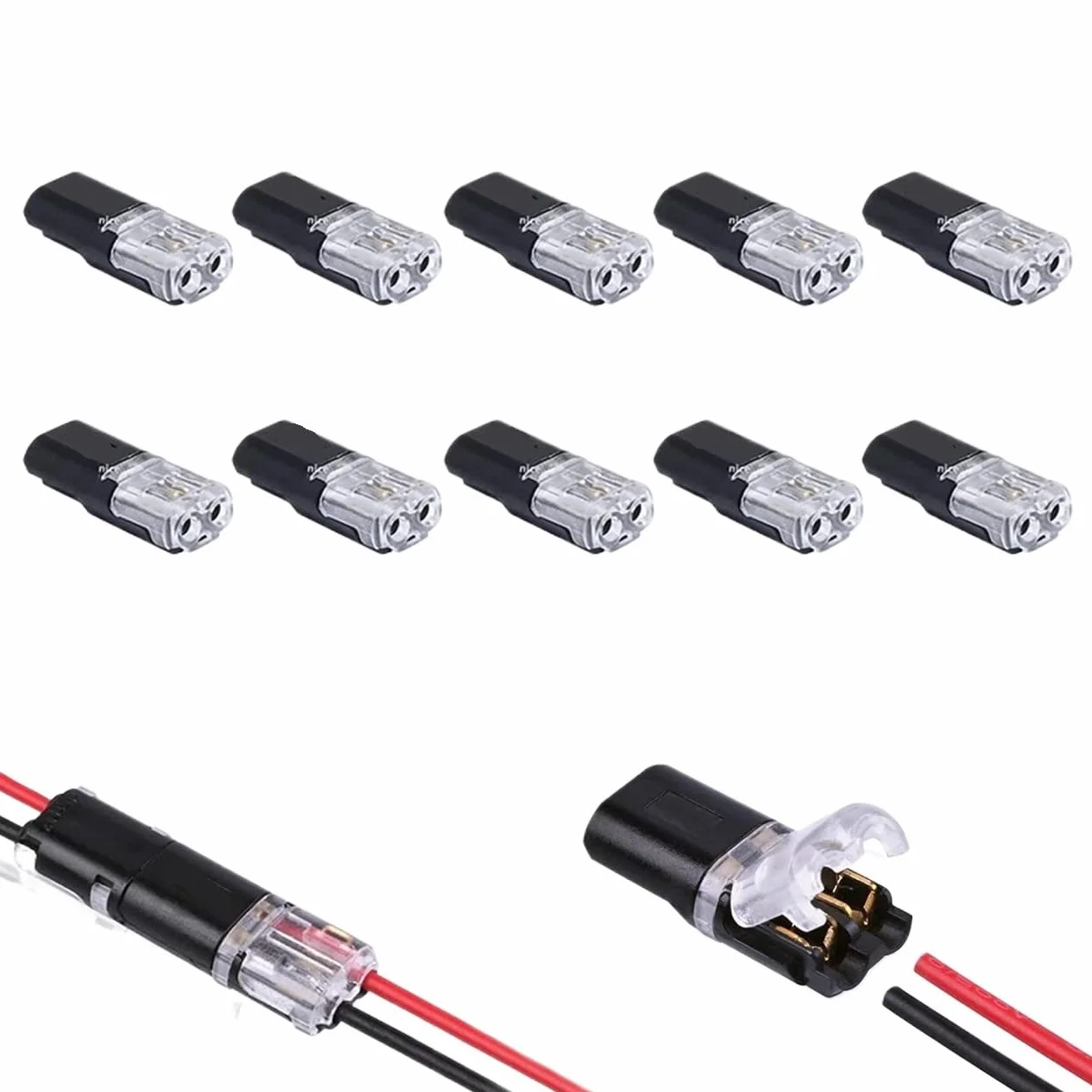 10 20 szt. 2-pinowe złącze wtykowe do szybkiego łączenia kabli elektrycznych zaciski zaciskowe do przewodów okablowania 22-20A+WG złącze samochodowe (20 szt.)