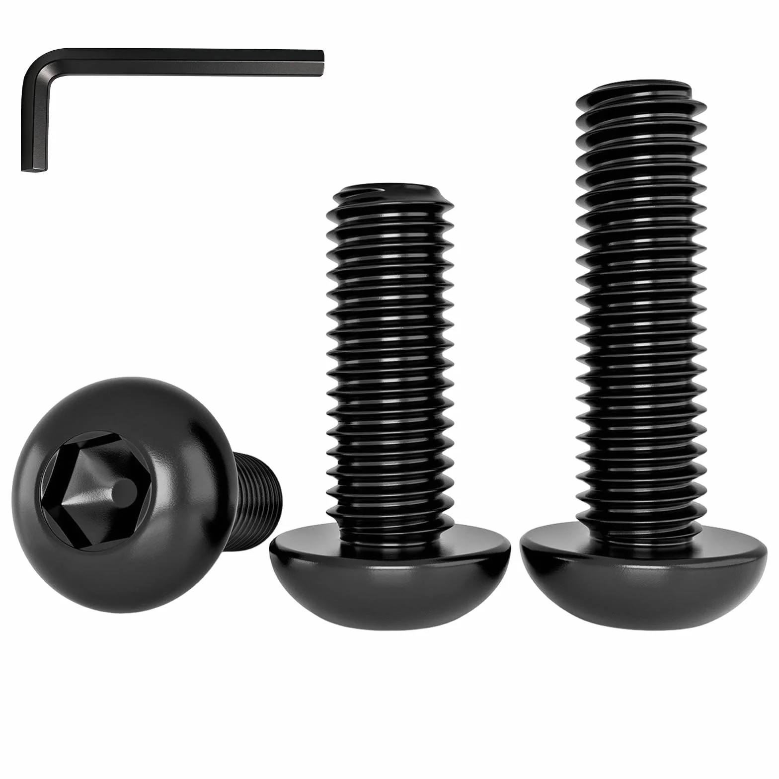 20 sztuk Śruby z Łbem Soczewkowym M4x30mm Śruby z Łbem Płaskim Śruba Imbusowa, Czarne Stali Nierdzewnej A2 V2A 304 Pełny Gwint z Kluczem Imbusowym