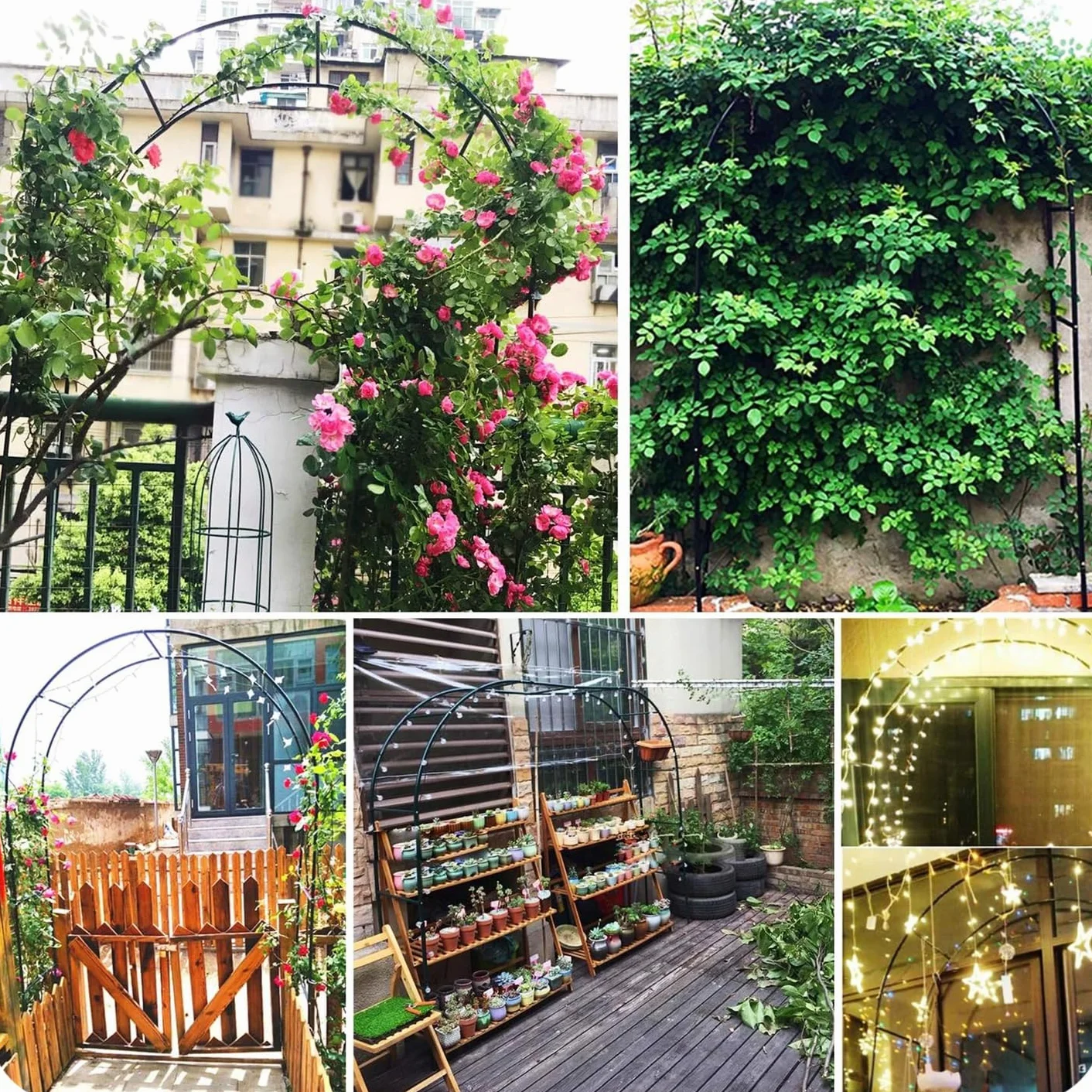 KRUMAD Pergola Ogrodowa na Róże 240x140x38 cm, Stabilna Metalowa Konstrukcja, Odporny na Warunki Atmosferyczne Stelaż, Podpora do Róż, Winorośli i Pnączy, Łatwy Montaż, Idealna do Ogrodu i Tarasu