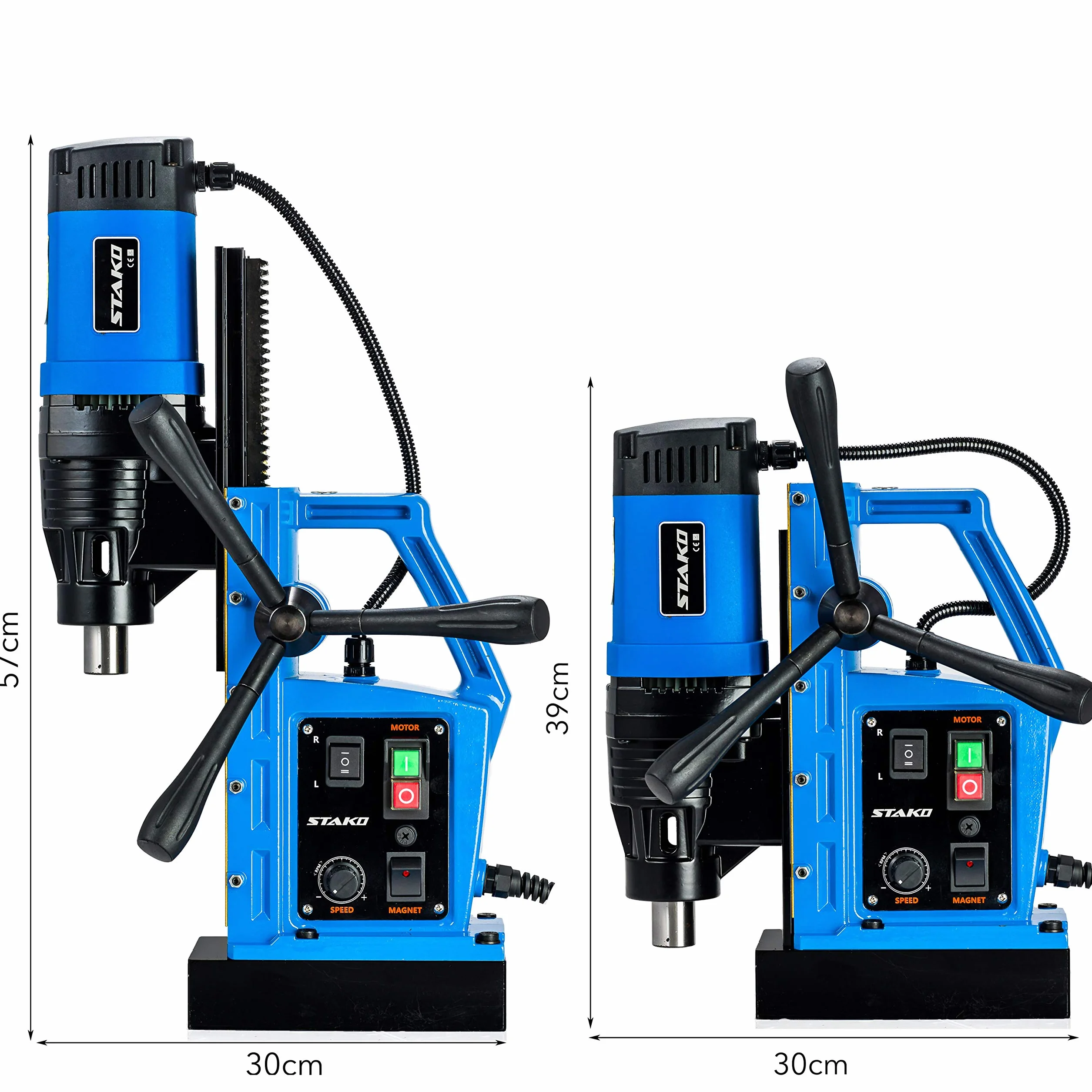 STAKO Wiertarka Magnetyczna SCY-2800RE – 2050 W – Ø 80 mm – Siła Magnetyczna 17000 N – 17 kg – Wrzeciono MT3 – Przenośna Magnesówka do Obróbki Metalu i Gwintowania – Zestaw 2