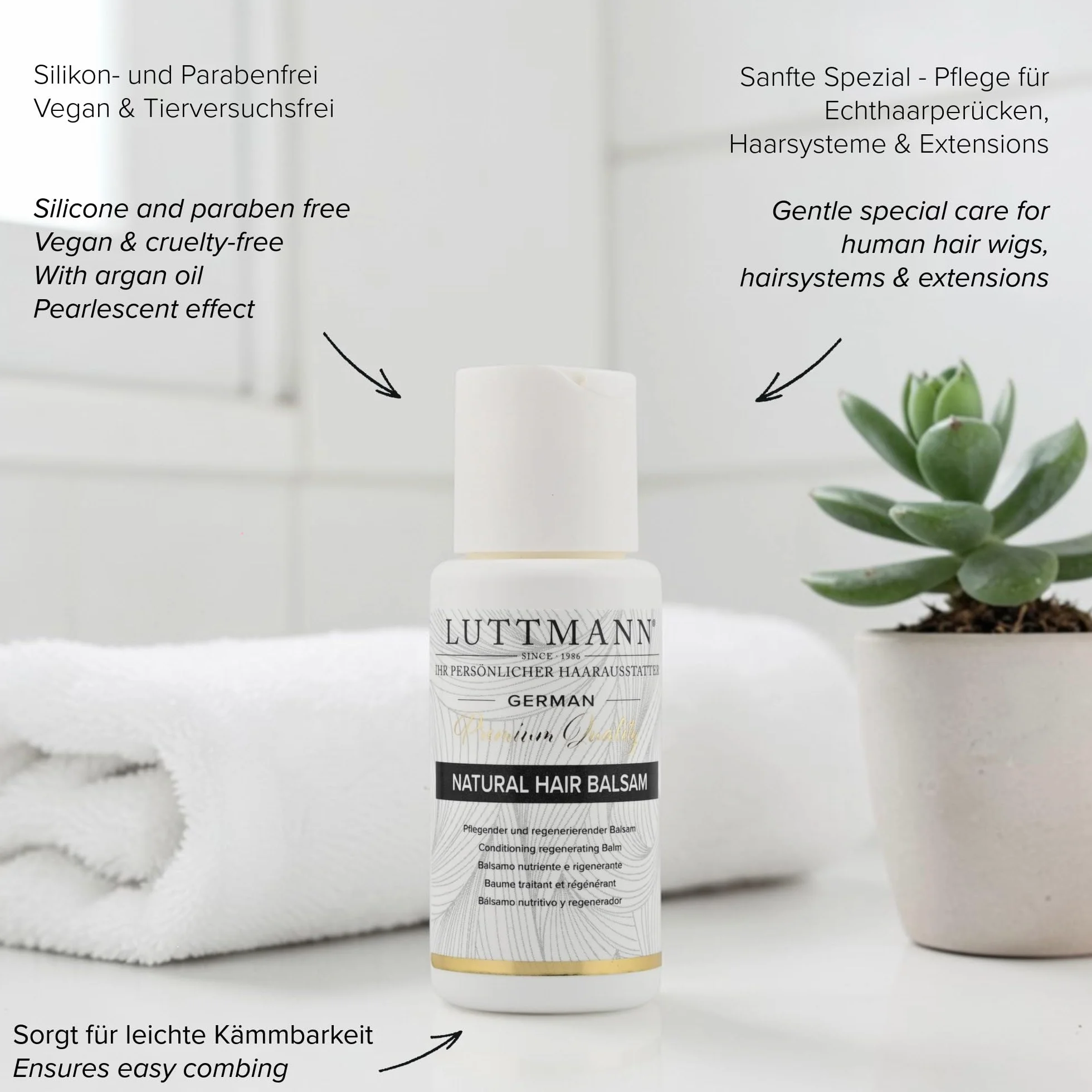 Natural Hair Travelset – szampon, balsam i dwa w jednym sprayu, każdy po 50 ml – zestaw podróżny do pielęgnacji prawdziwych włosów, przedłużek, tresek i własnych włosów