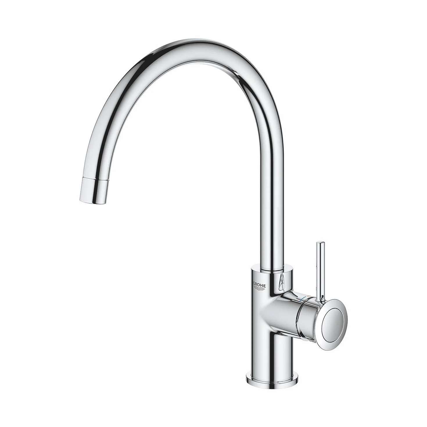 GROHE Start Classic 31553001 bateria zlewozmywakowa jednoręczna (wylot C, zakres obrotu 360°, elastyczne przyłącze, w zestawie narzędzie montażowe), chrom,