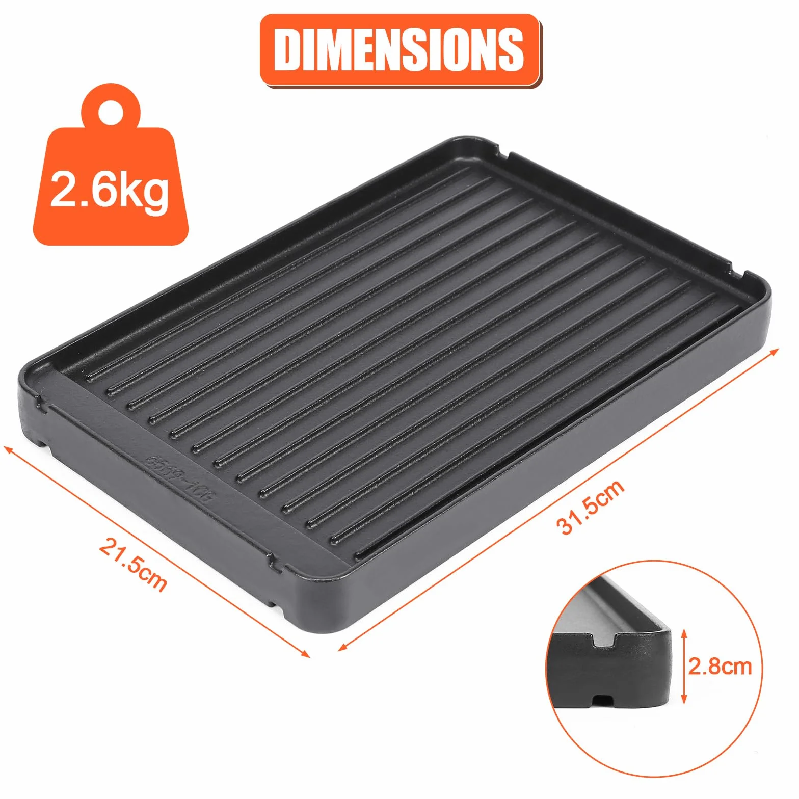 GFTIME Nieprzywierająca płyta grillowa żeliwna do Enders Urban II Urban Pro II Explorer II Explorer Pro II 31,5×21,5 cm