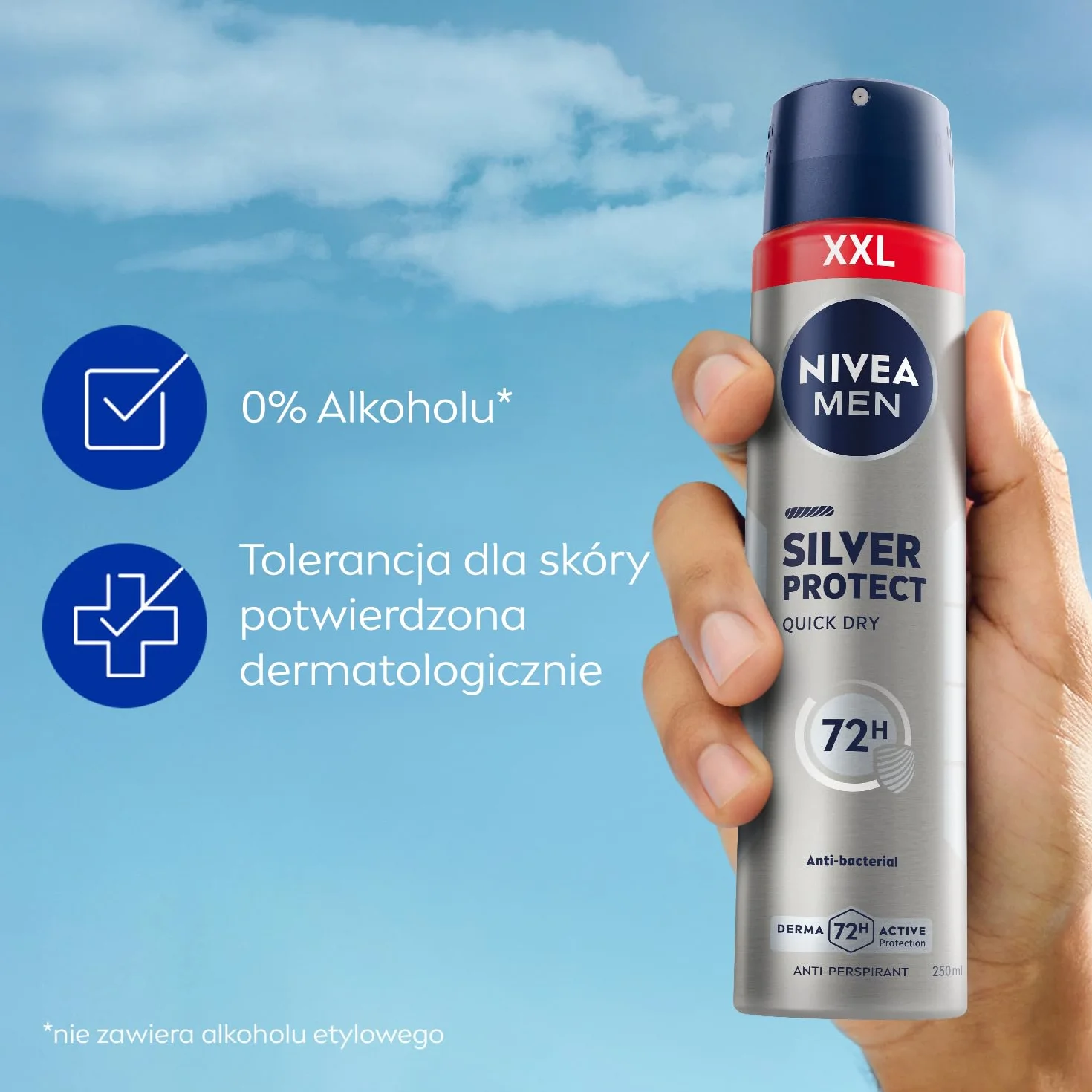 NIVEA MEN Silver Protect 72H Antybakteryjny antyperspirant w sprayu dla mężczyzn 250 ml
