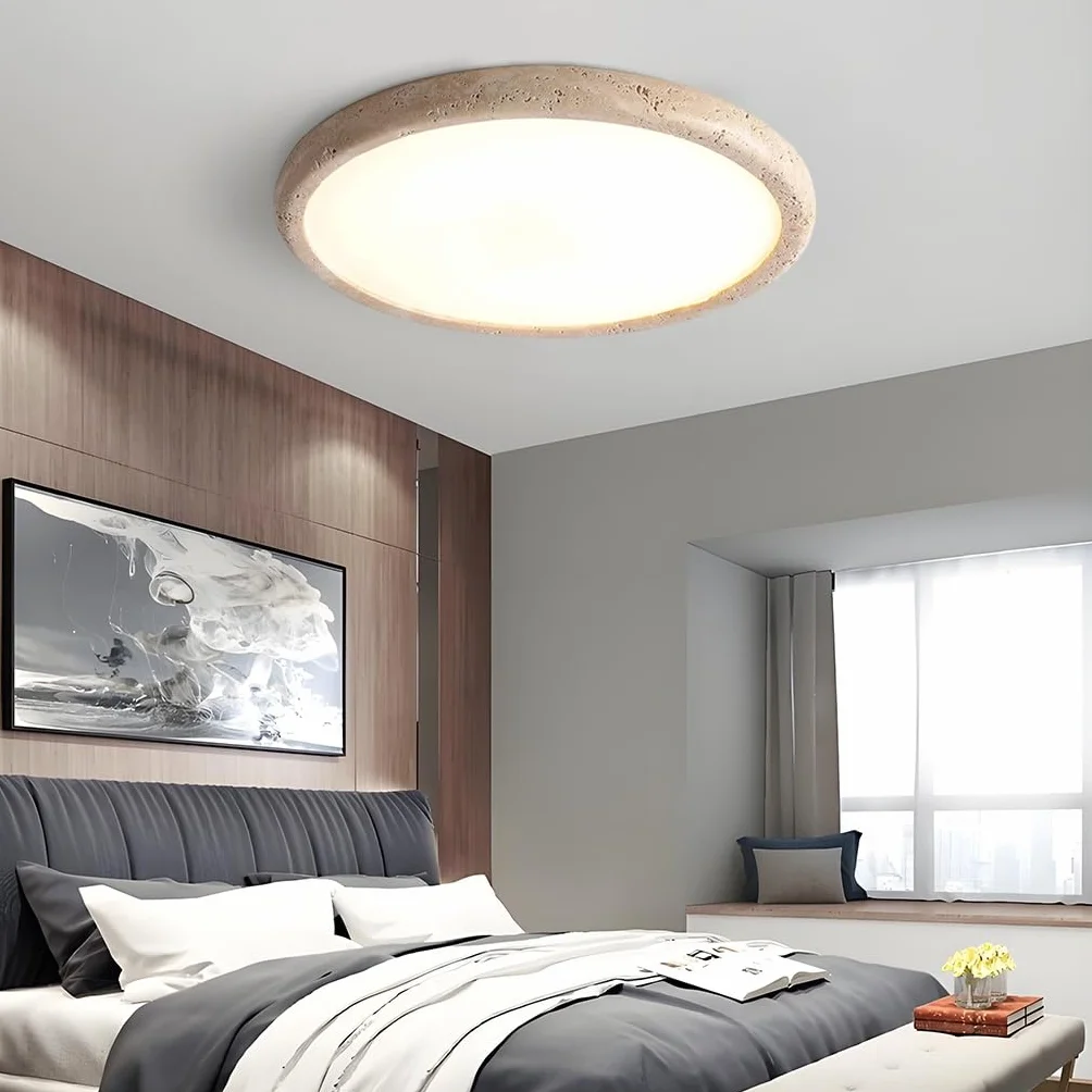 Japońskie Światło Sufitowe W Stylu Wabi Sabi LED Żółta Jaskinia Kamień Lampa Sufitowa Sypialnia Z Regulowaną Temperaturą Koloru Nordic Salon Study Room Ochrona Oczu Światła Sufitowe(58cm)