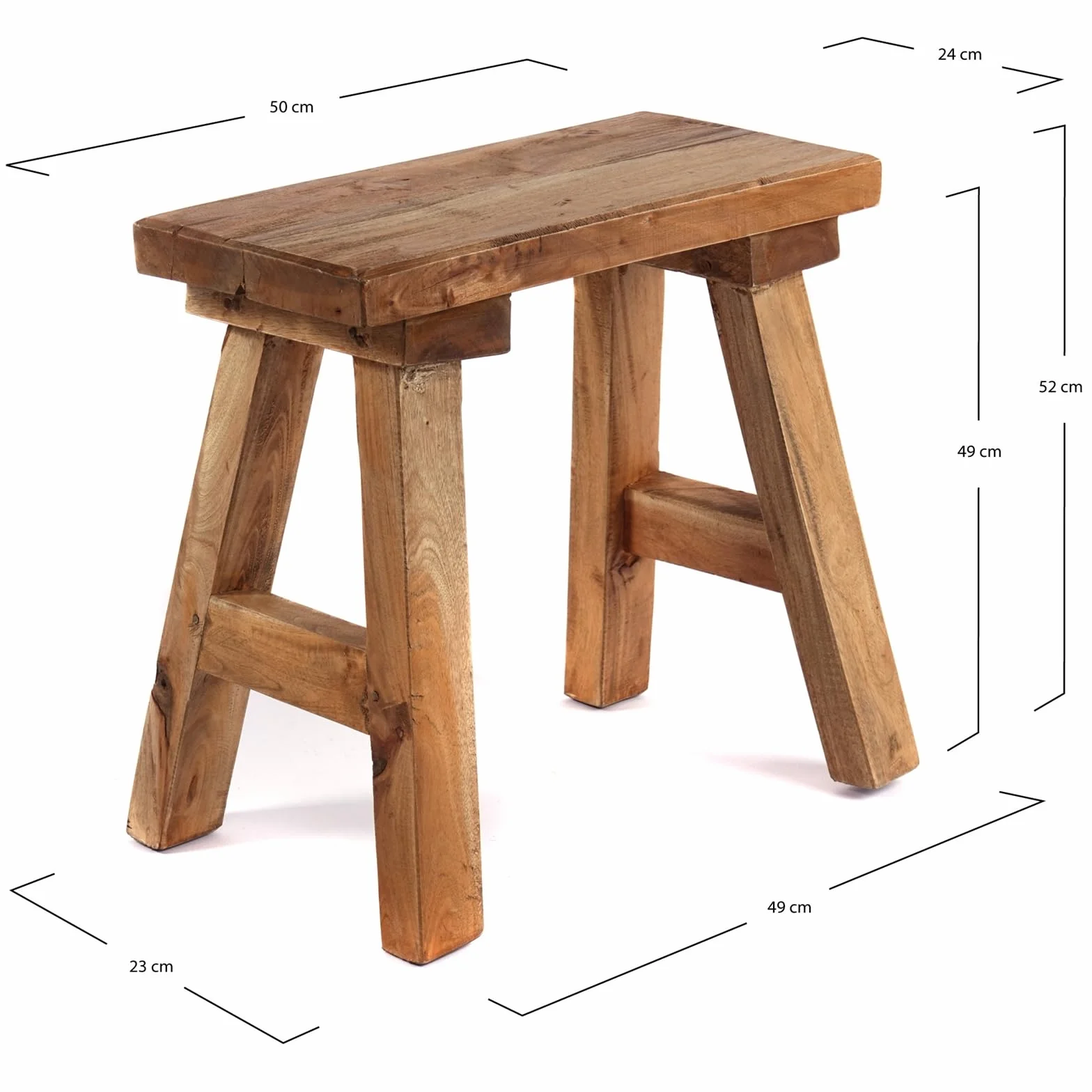 Drewniany taboret Rustico 52 x 50 cm mahoń i drewno tekowe