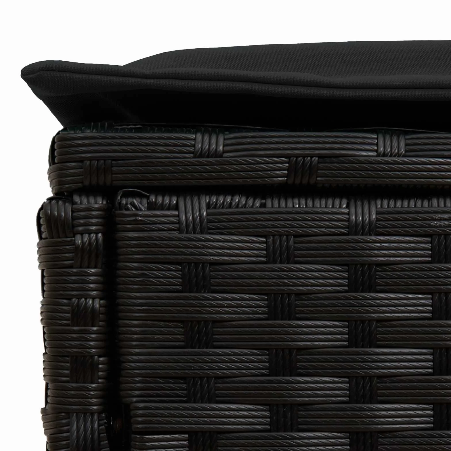 vidaXL Pufa ogrodowa z poduszką Czarny 80 x 38 x 45 cm Rattan PE, Nowoczesny podnóżek do ogrodu, uniwersalne siedzisko na świeżym powietrzu, rattanowy ottoman, minimalistyczny mebel