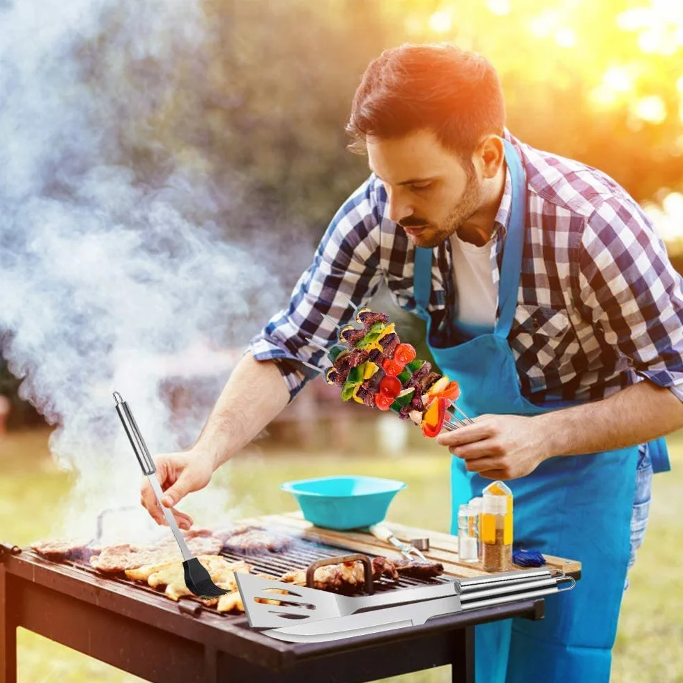 Zestaw narzędzi do grillowania ze stali nierdzewnej 9-częściowy