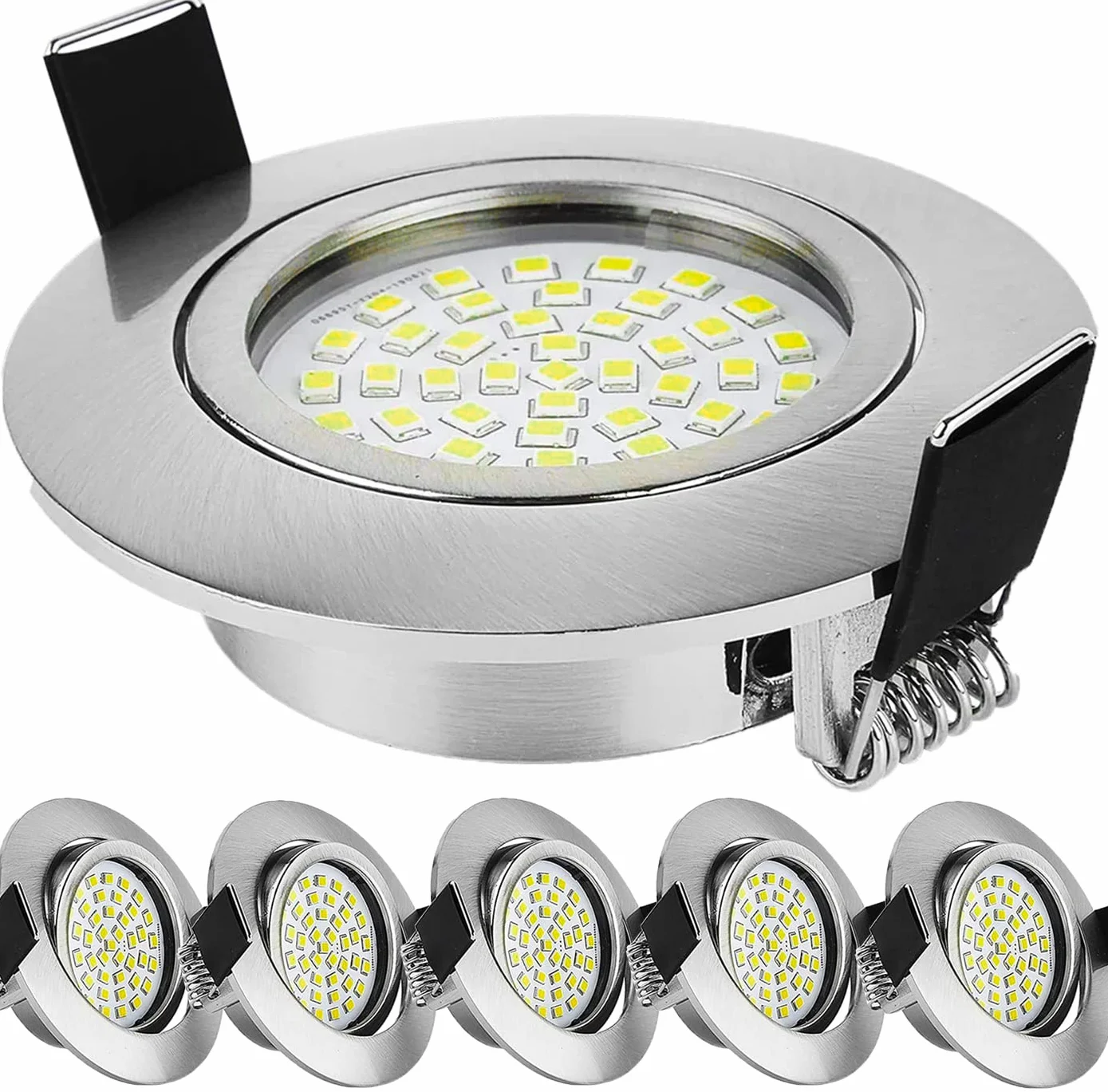 BAOMING Reflektor LED do zabudowy ściemnialnej 5 W, 550 lm, ciepła biel 6000 K, oświetlenie wpuszczane, 230 V do łazienki, salonu, kuchni, IP44, zestaw 6 sztuk
