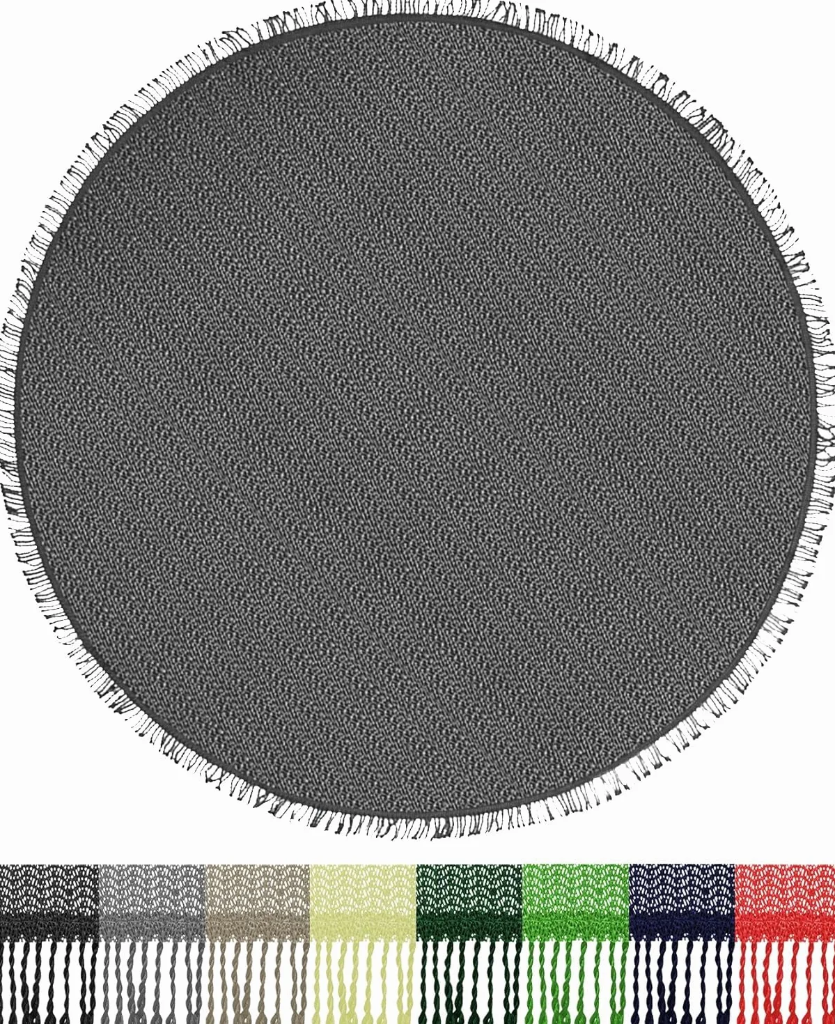 Brandsseller Obrus zewnętrzny odporny na warunki atmosferyczne, antypoślizgowy, do ogrodu, na kemping, balkon, okrągły, o średnicy 160 cm, szary