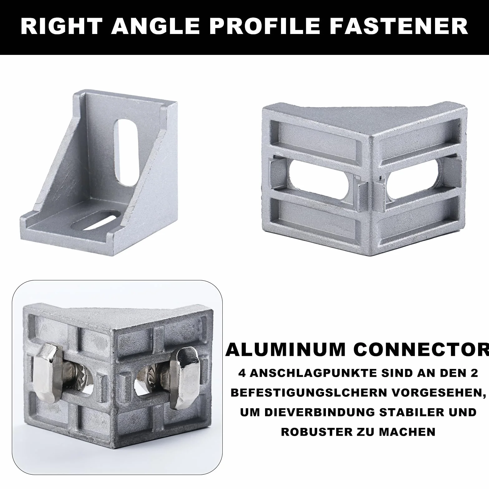 10 szt. kątowy materiał mocujący do profilu aluminiowego, profil aluminiowy 40 x 40, łącznik kątowy 90°, uchwyt ścienny pod kątem 90 stopni, do drukarek 3D, routerów CNC, projektów DIY