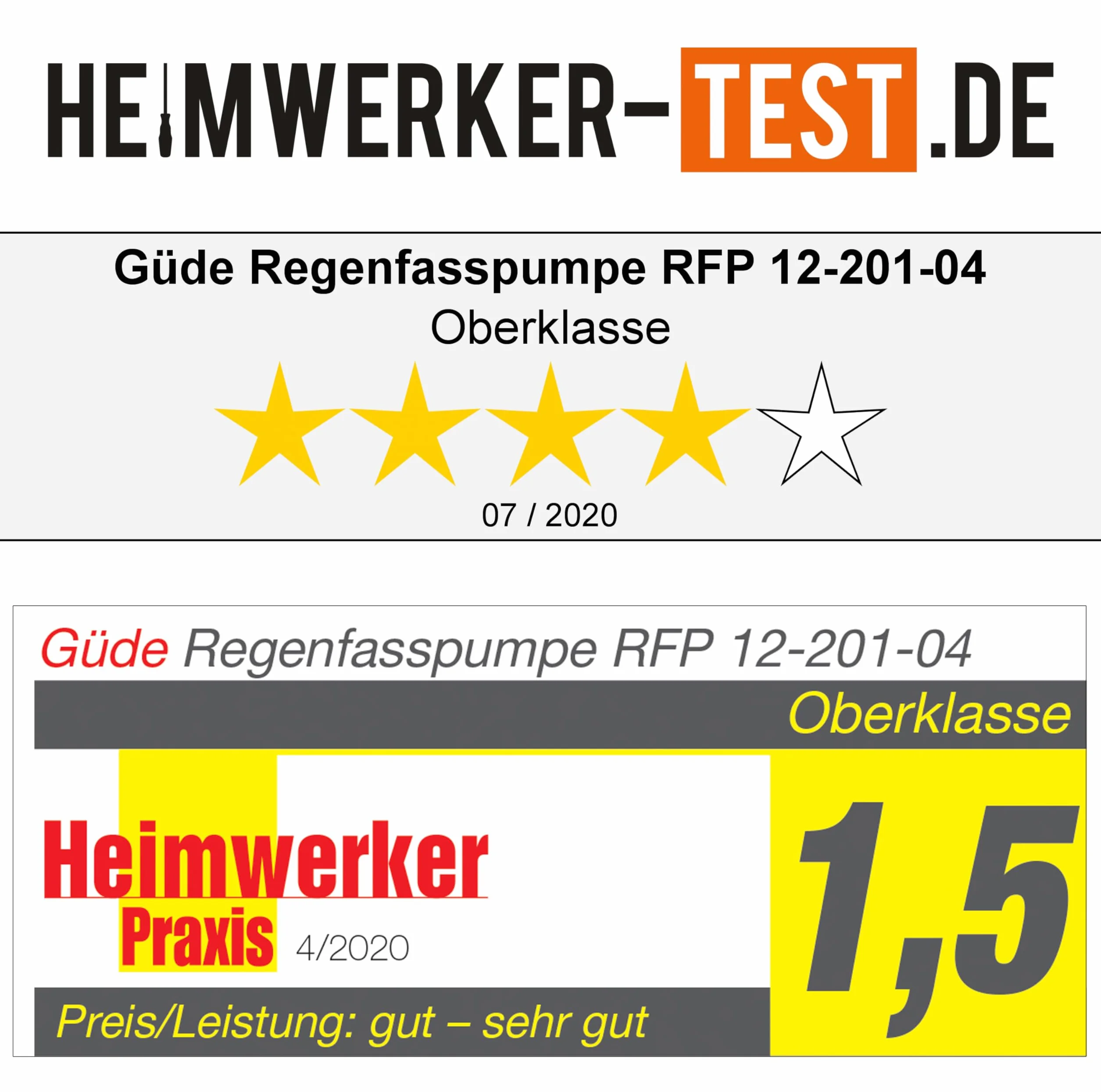 Güde Akumulatorowa pompa do beczki deszczowej RFP 12-201-04 (12 V, 1500 l/h, testowana dobrze - bardzo dobra ochrona przed pracą na sucho, wysokość tłoczenia 11 m, maks. wielkość ziarna 0,5 mm, zawór