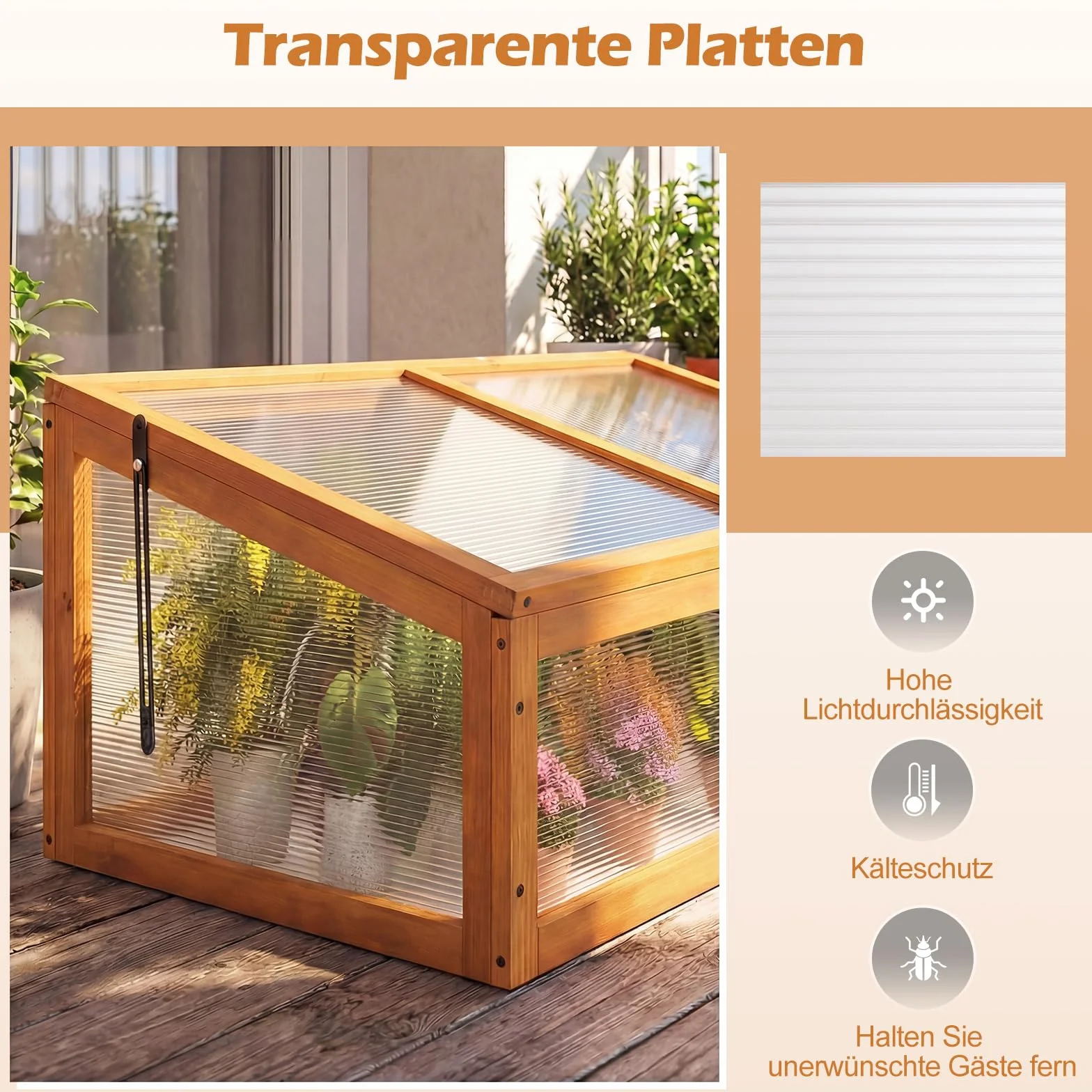 COSTWAY mini szklarnia nakładka do inspektu 94 x 63 x 40 cm pomarańczowa