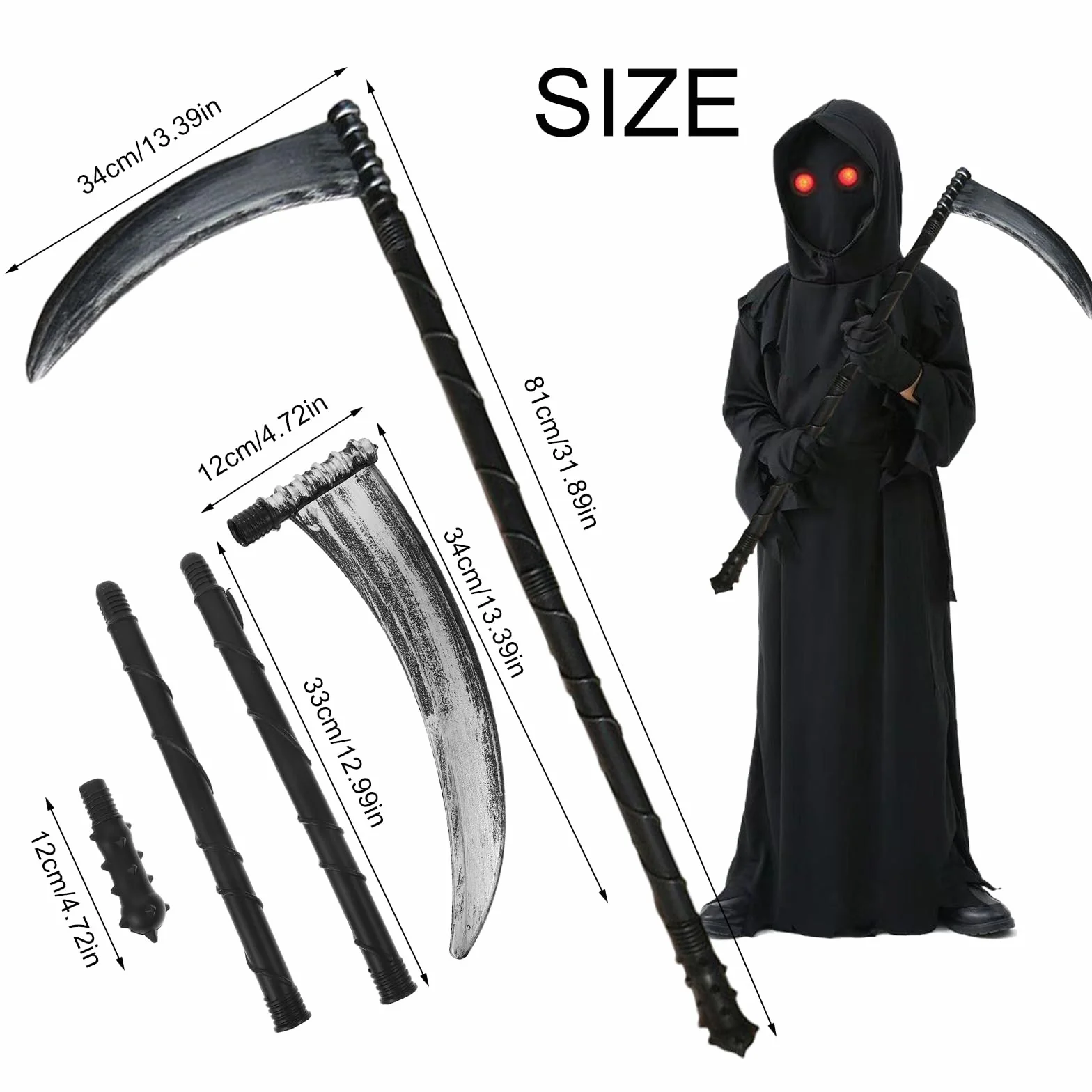 Kosa Ponury Żniwiarz Halloween Cosplay z Tworzywa Sztucznego 81 cm